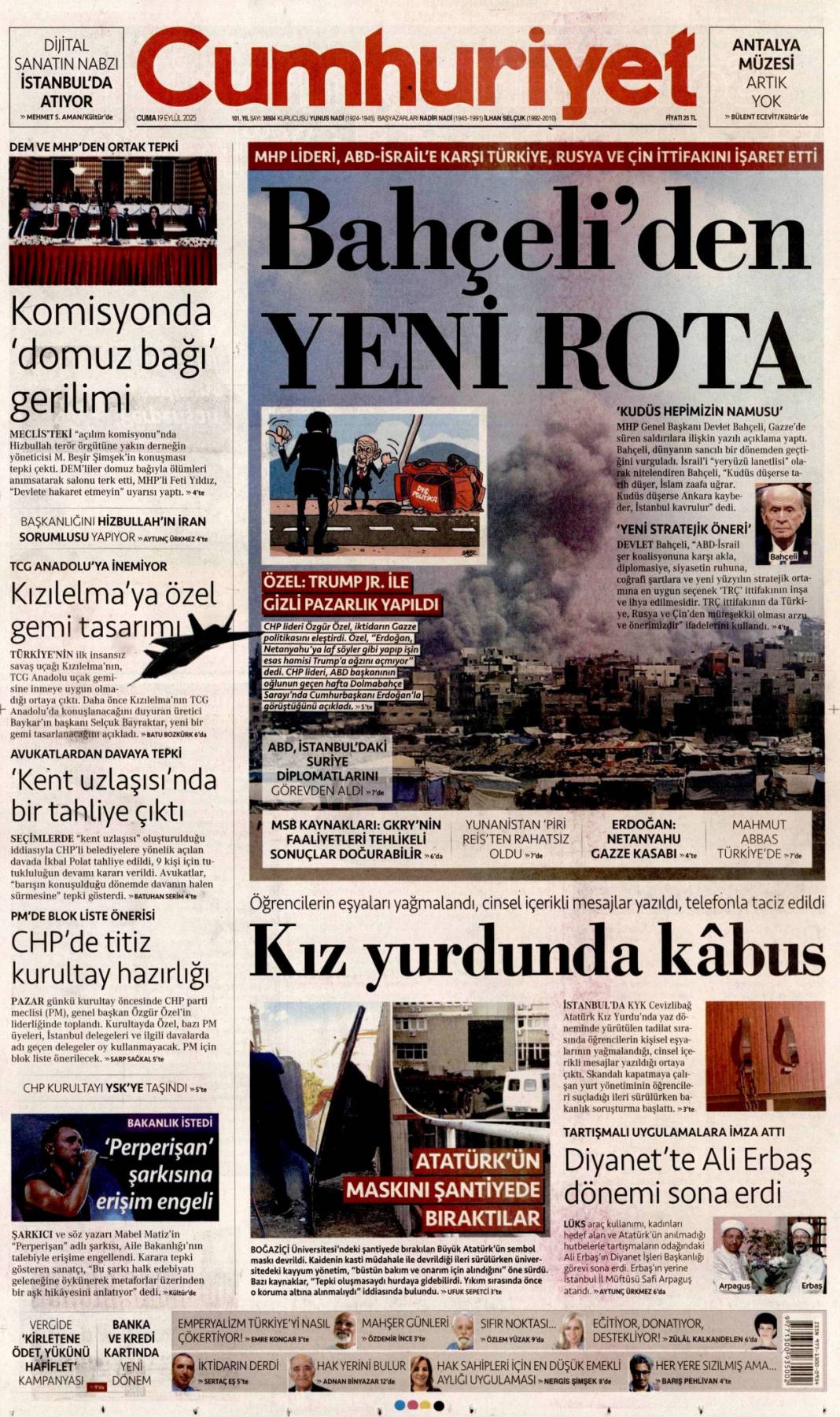 Türkiye'de aslan, Avrupa'da suskun! Kabus gibi başlangıç: 19 Eylül 2025 gazete manşetleri 7