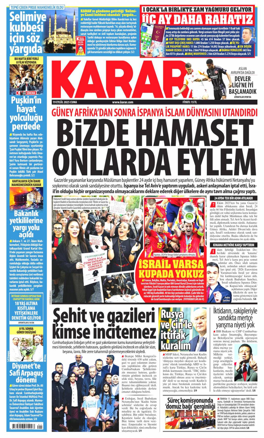 Türkiye'de aslan, Avrupa'da suskun! Kabus gibi başlangıç: 19 Eylül 2025 gazete manşetleri 11