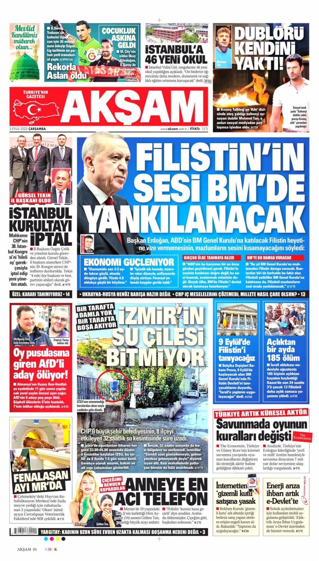 İstanbul'da CHP'ye kayyum: 3 Eylül 2025 Çarşamba güncel gazete manşetleri... 6