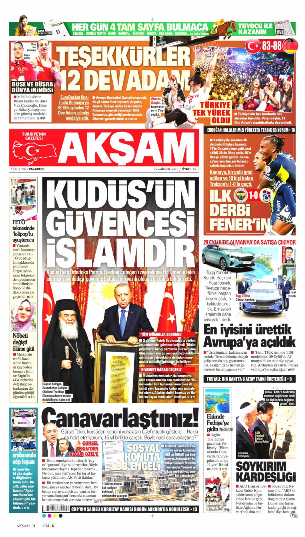 CHP için kritik gün! 15 Eylül 2025 Pazartesi güncel gazete manşetleri 6