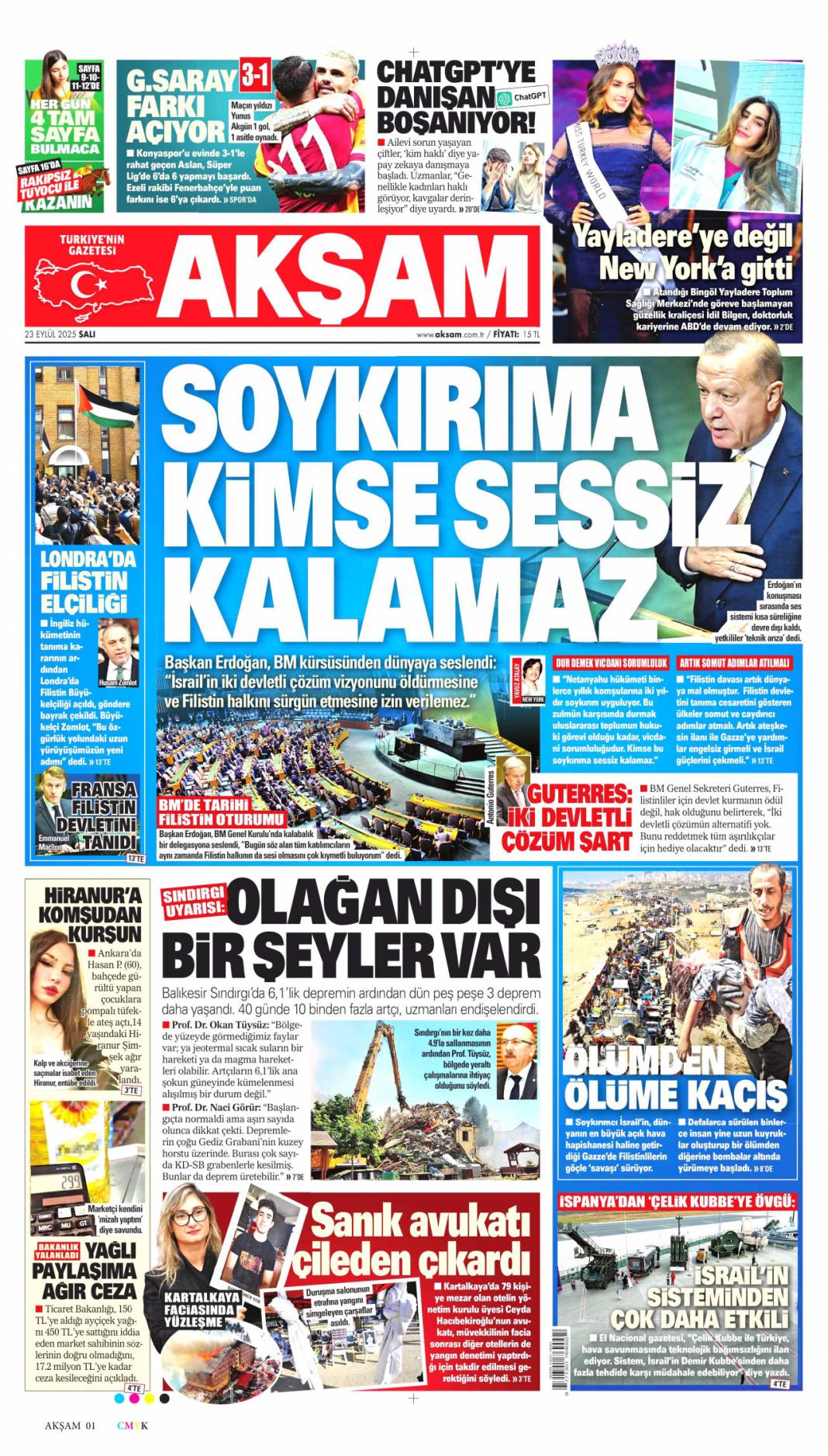 Bir masada yüz yüze: 23 Eylül 2025 Salı güncel gazete manşetleri 18