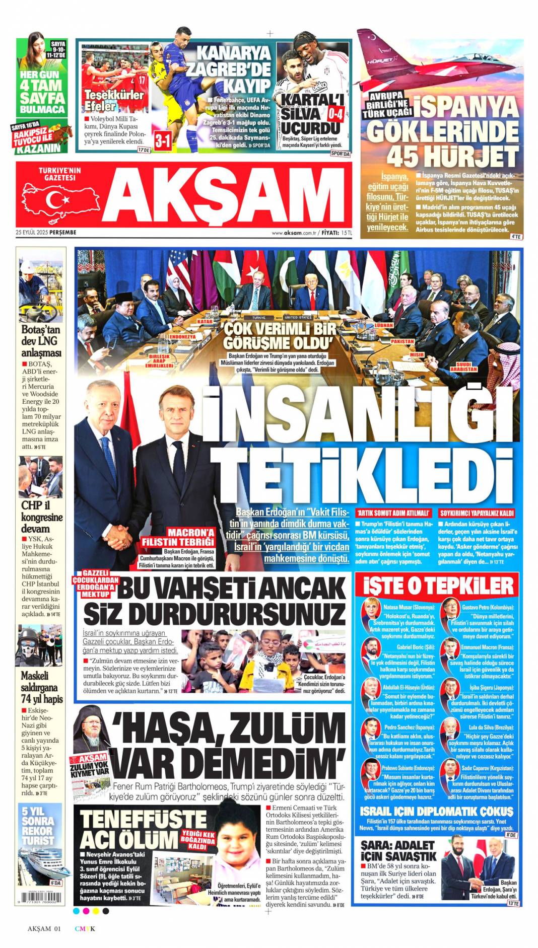 Zirvede 7 başlık konuşulacak: 25 Eylül 2025 Perşembe, güncel gazete manşetleri 5