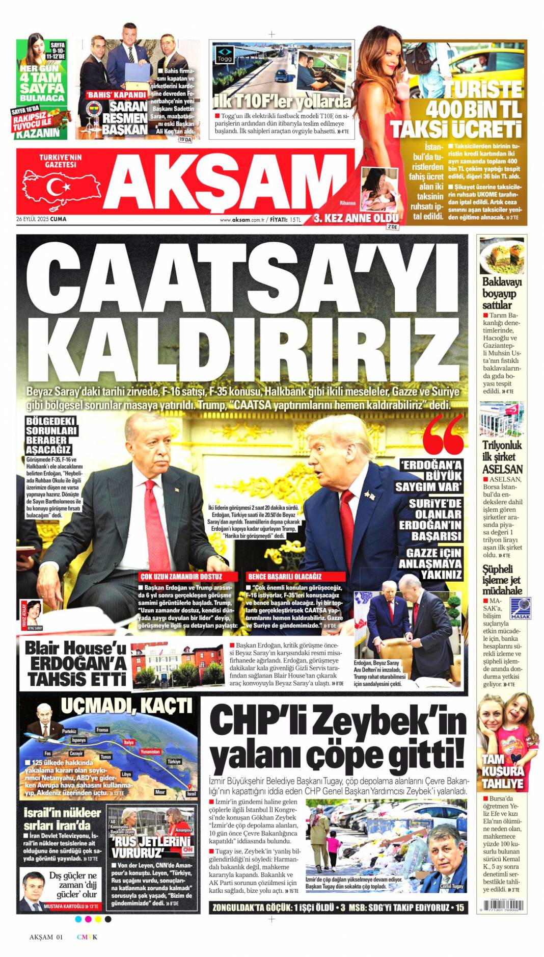 Sıcak mesajlar sıkı pazarlık: 26 Eylül 2025 Cuma merak edilen güncel gazete manşetleri 5