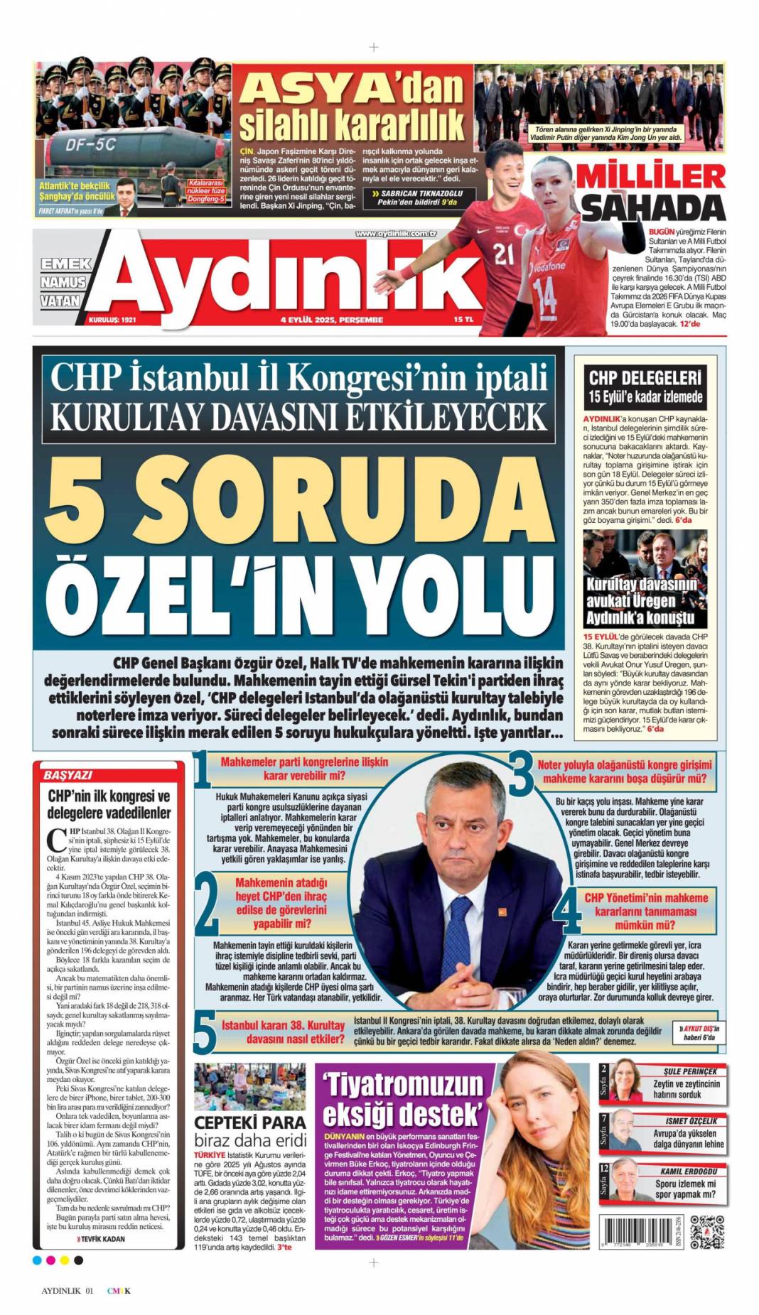 CHP'li başkandan bankamatikçi itiraf: 4 Eylül 2025 Perşembe güncel gazete manşetleri... 6