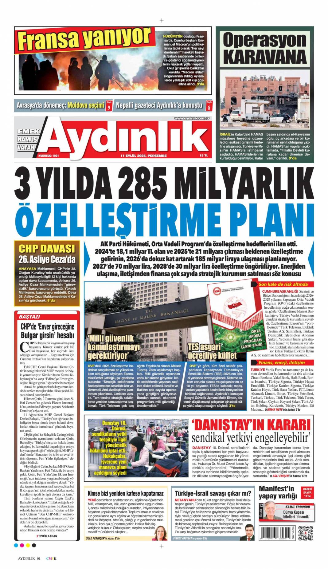 Katmerli yolsuzluk: 11 Eylül 2025 Perşembe güncel gazete manşetleri 8