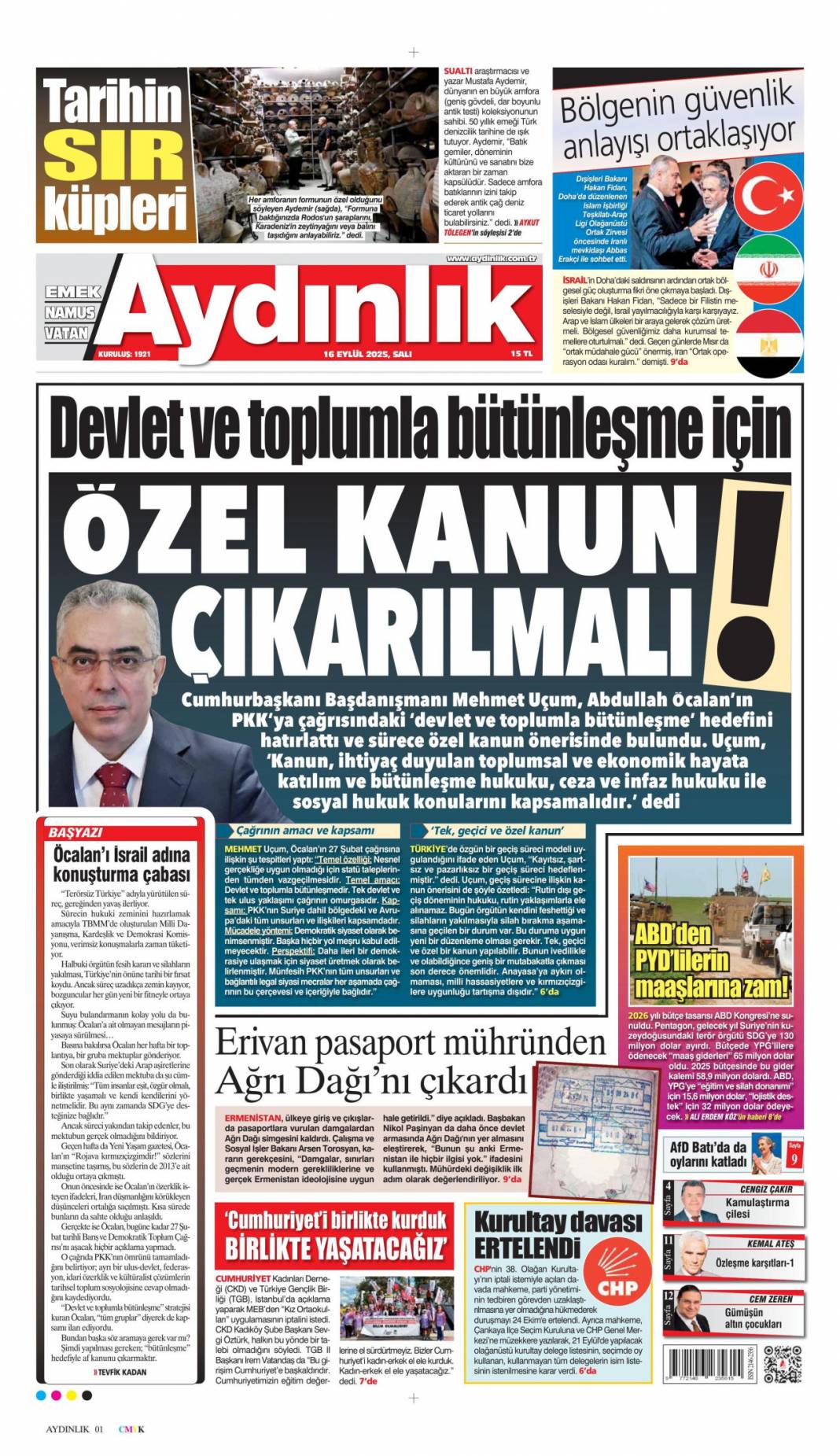 Dava ertelendi, tansiyon düştü: 16 Eylül 2025 Salı güncel gazete manşetleri 8