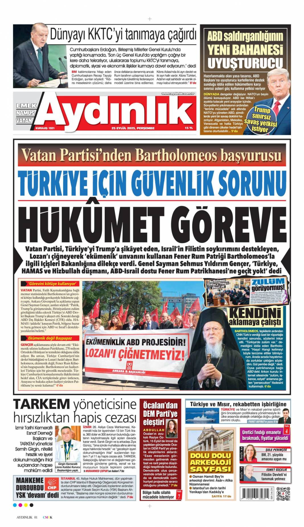 Zirvede 7 başlık konuşulacak: 25 Eylül 2025 Perşembe, güncel gazete manşetleri 7