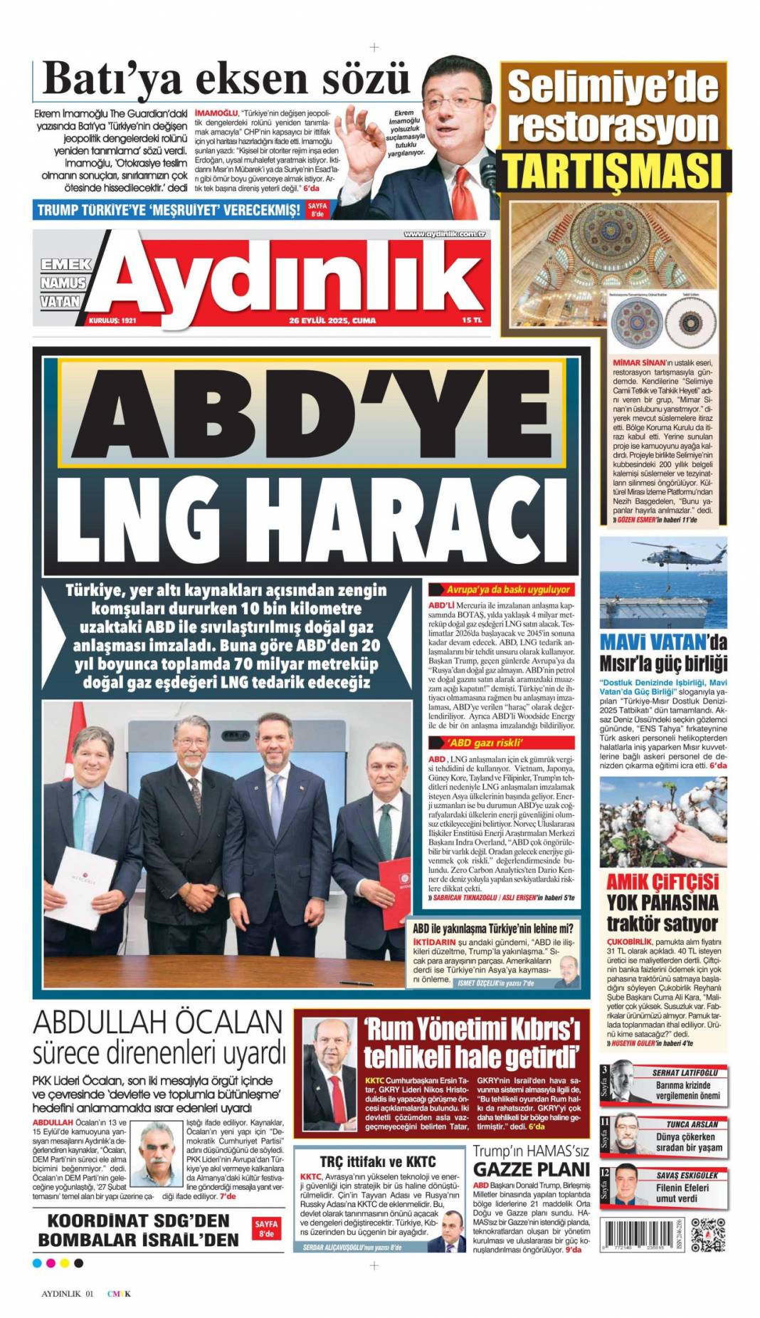 Sıcak mesajlar sıkı pazarlık: 26 Eylül 2025 Cuma merak edilen güncel gazete manşetleri 8