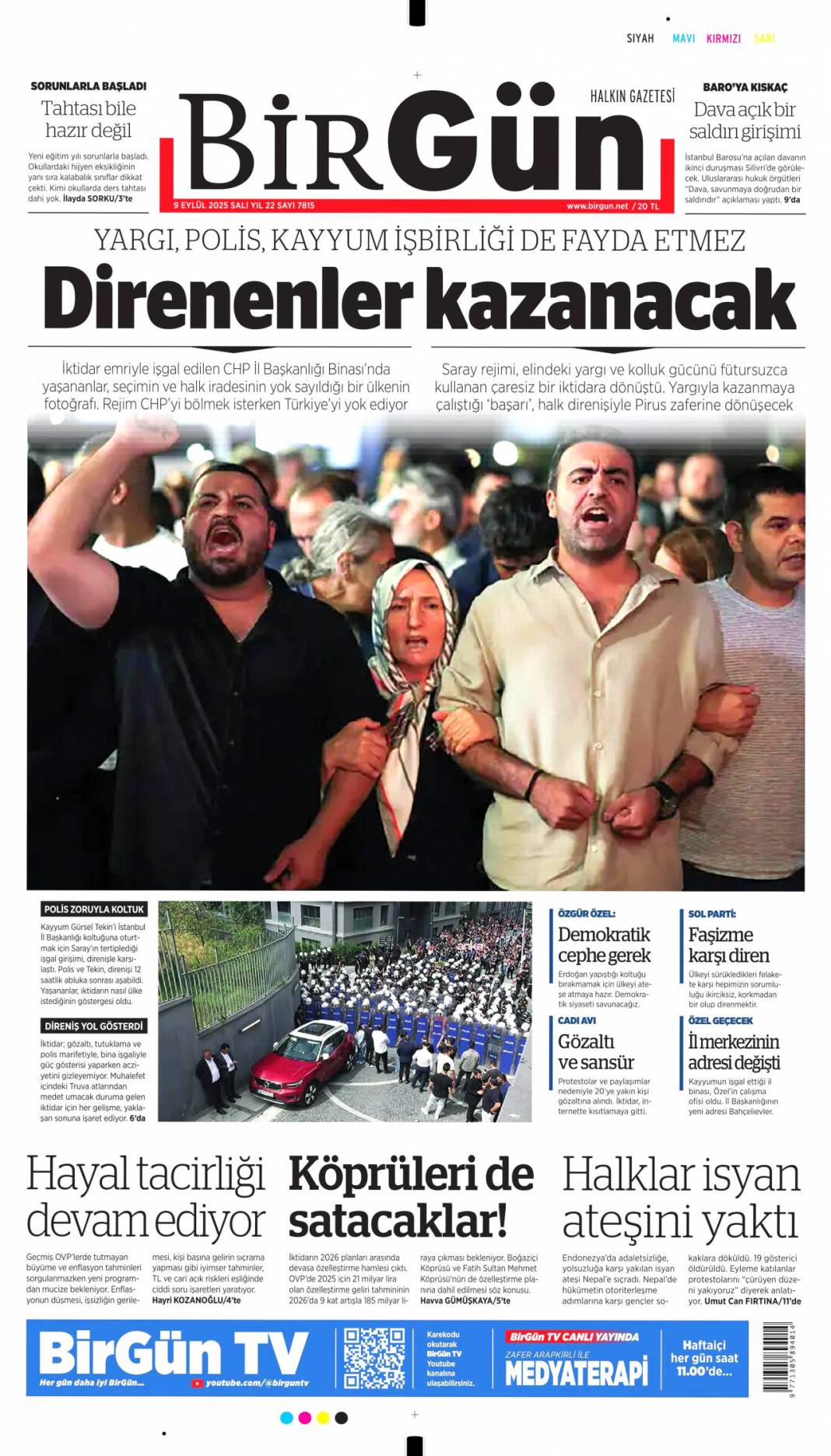 Para kulesini kapattılar: 9 Eylül 2025 Salı güncel gazete manşetleri 7