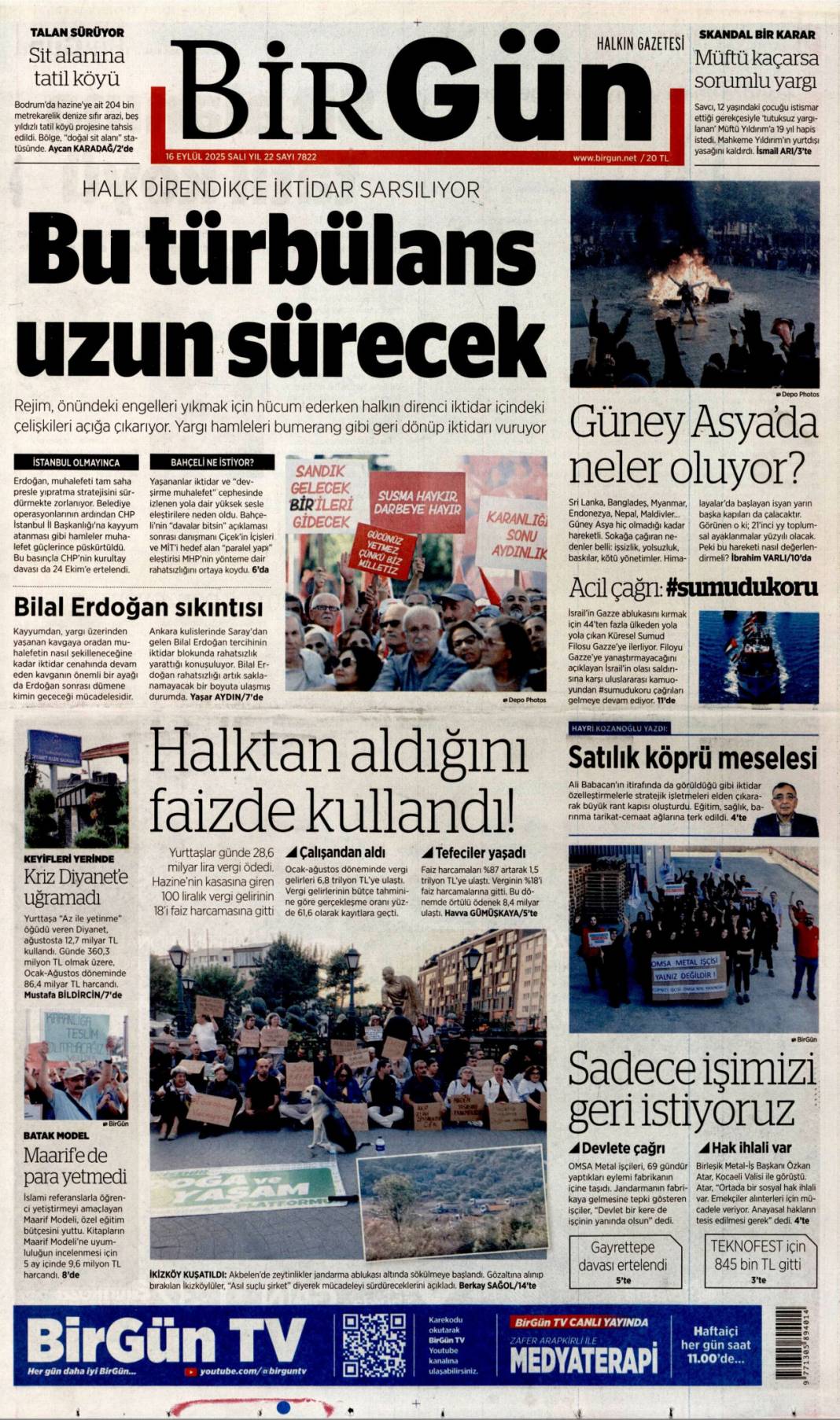 Dava ertelendi, tansiyon düştü: 16 Eylül 2025 Salı güncel gazete manşetleri 7