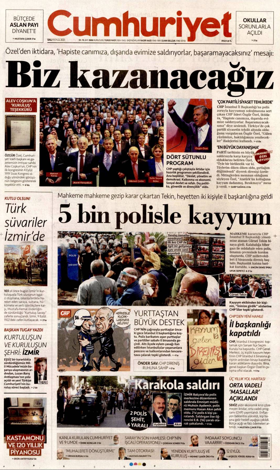 Para kulesini kapattılar: 9 Eylül 2025 Salı güncel gazete manşetleri 8