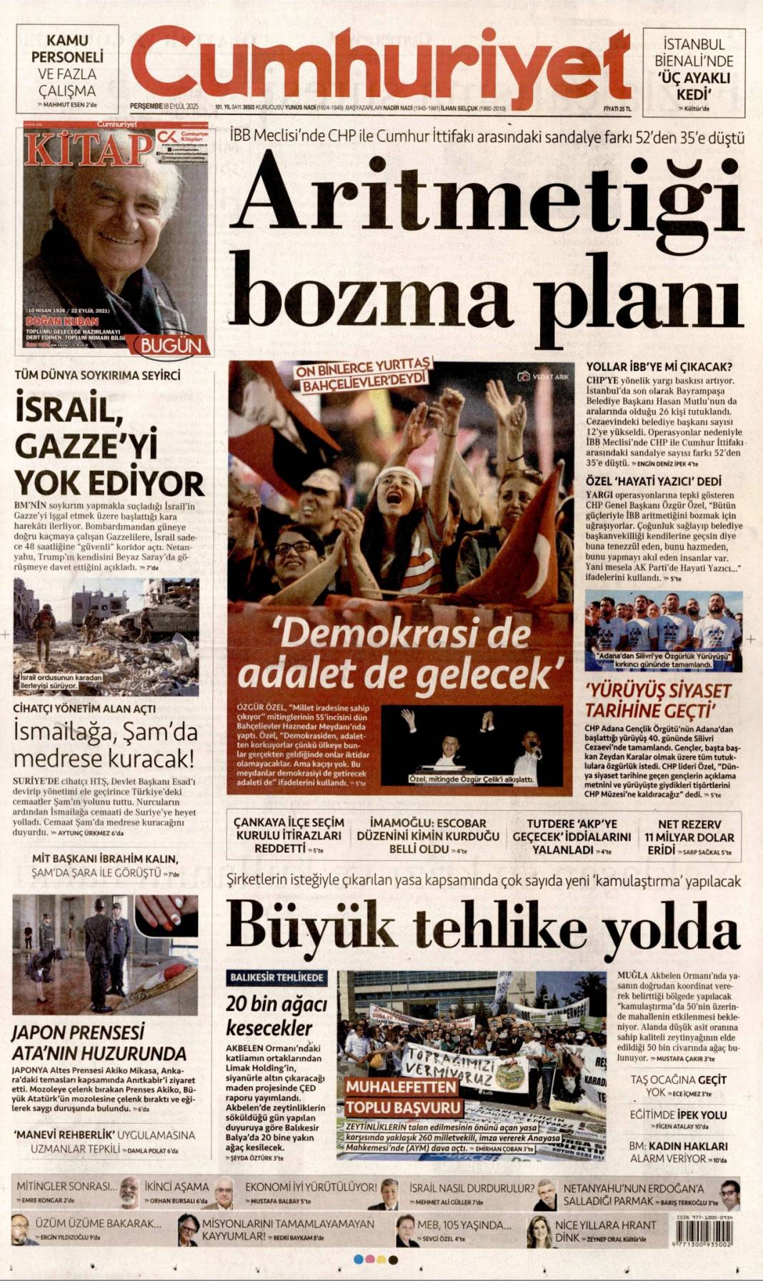 Kudüs'te ferman Gazze'de tapu bizde: 18 Eylül 2025 Perşembe güncel gazete manşetleri 5