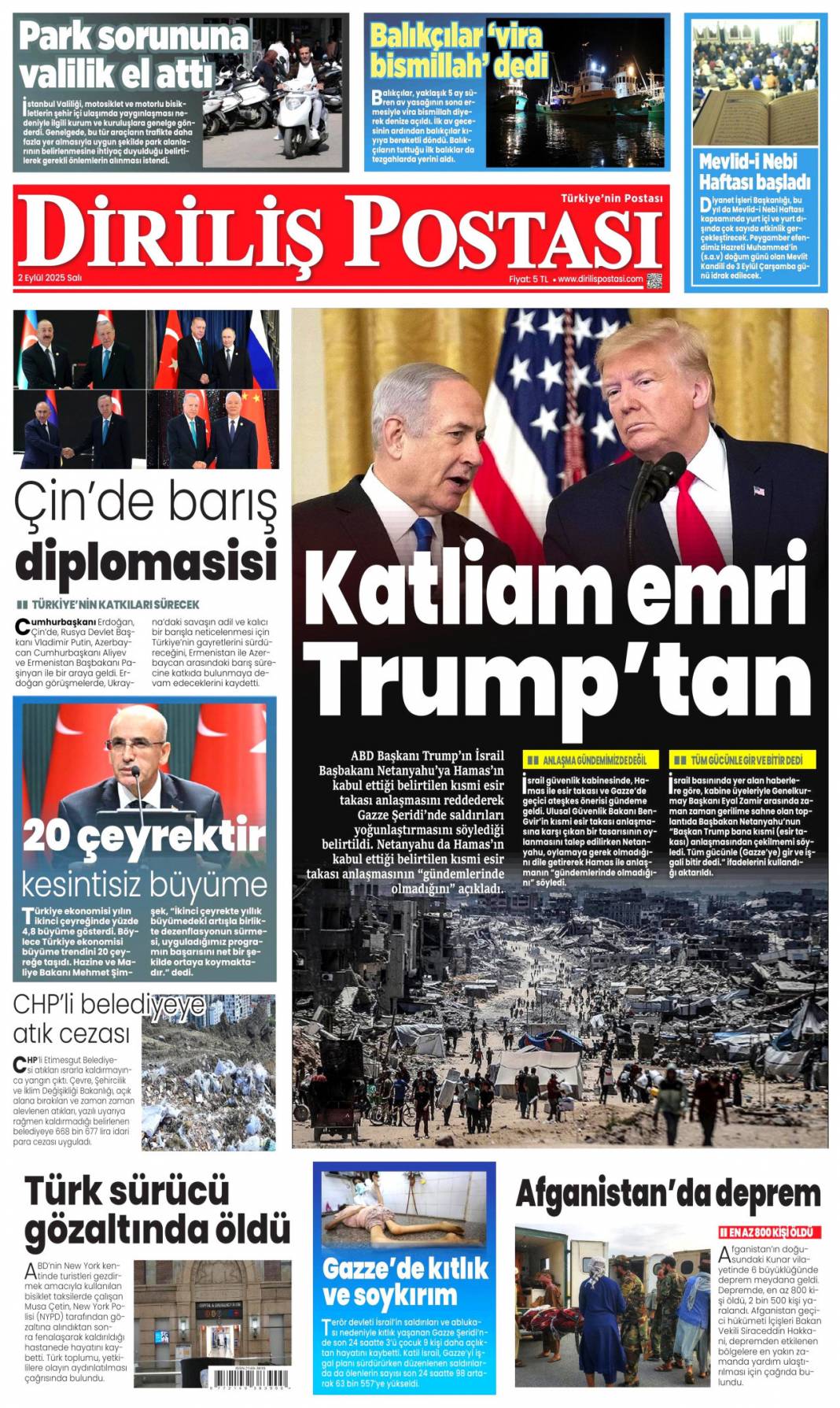 Çin'de dostluk tazelendi: 2 Eylül 2025 Salı güncel gazete manşetleri 3