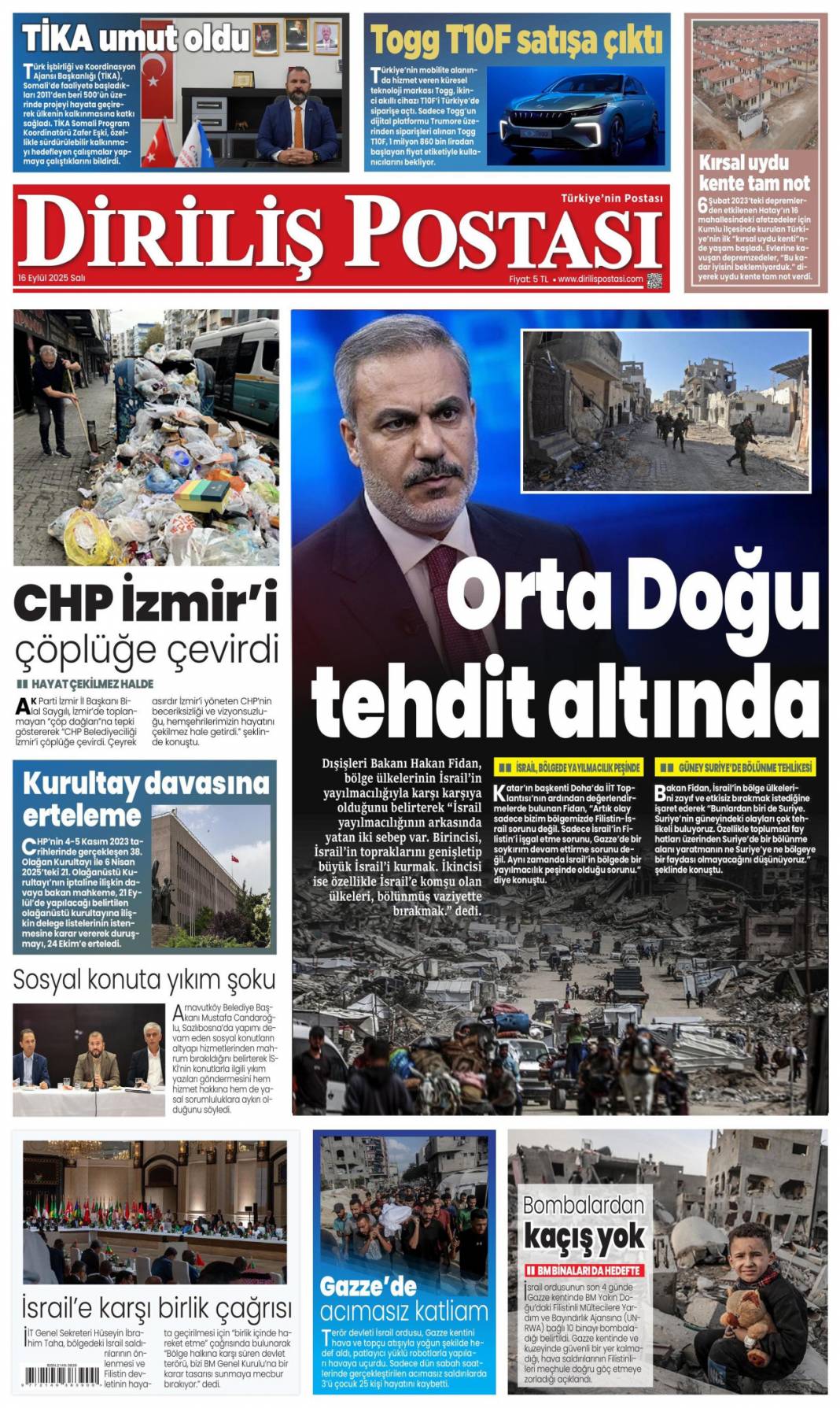 Dava ertelendi, tansiyon düştü: 16 Eylül 2025 Salı güncel gazete manşetleri 9