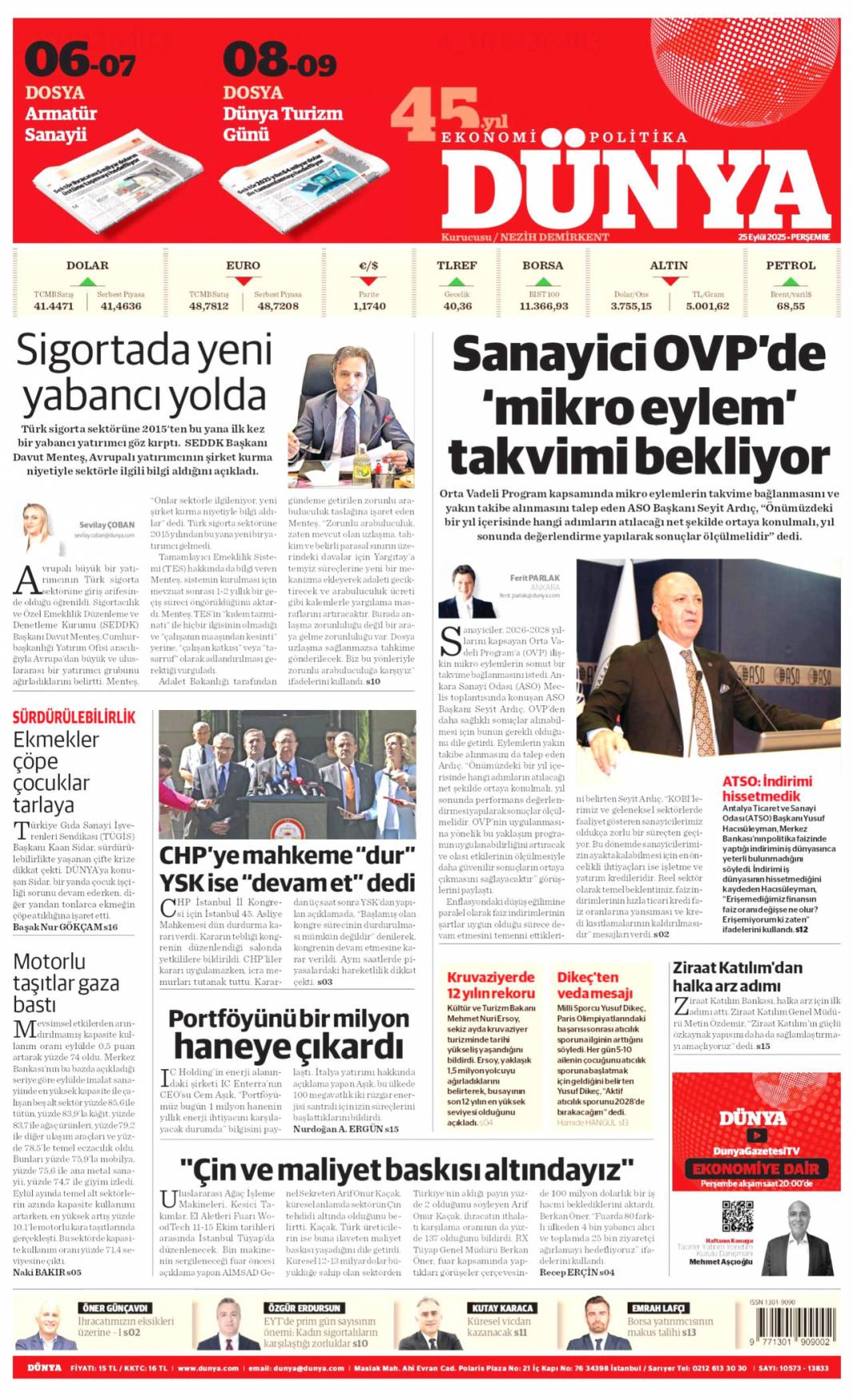 Zirvede 7 başlık konuşulacak: 25 Eylül 2025 Perşembe, güncel gazete manşetleri 10