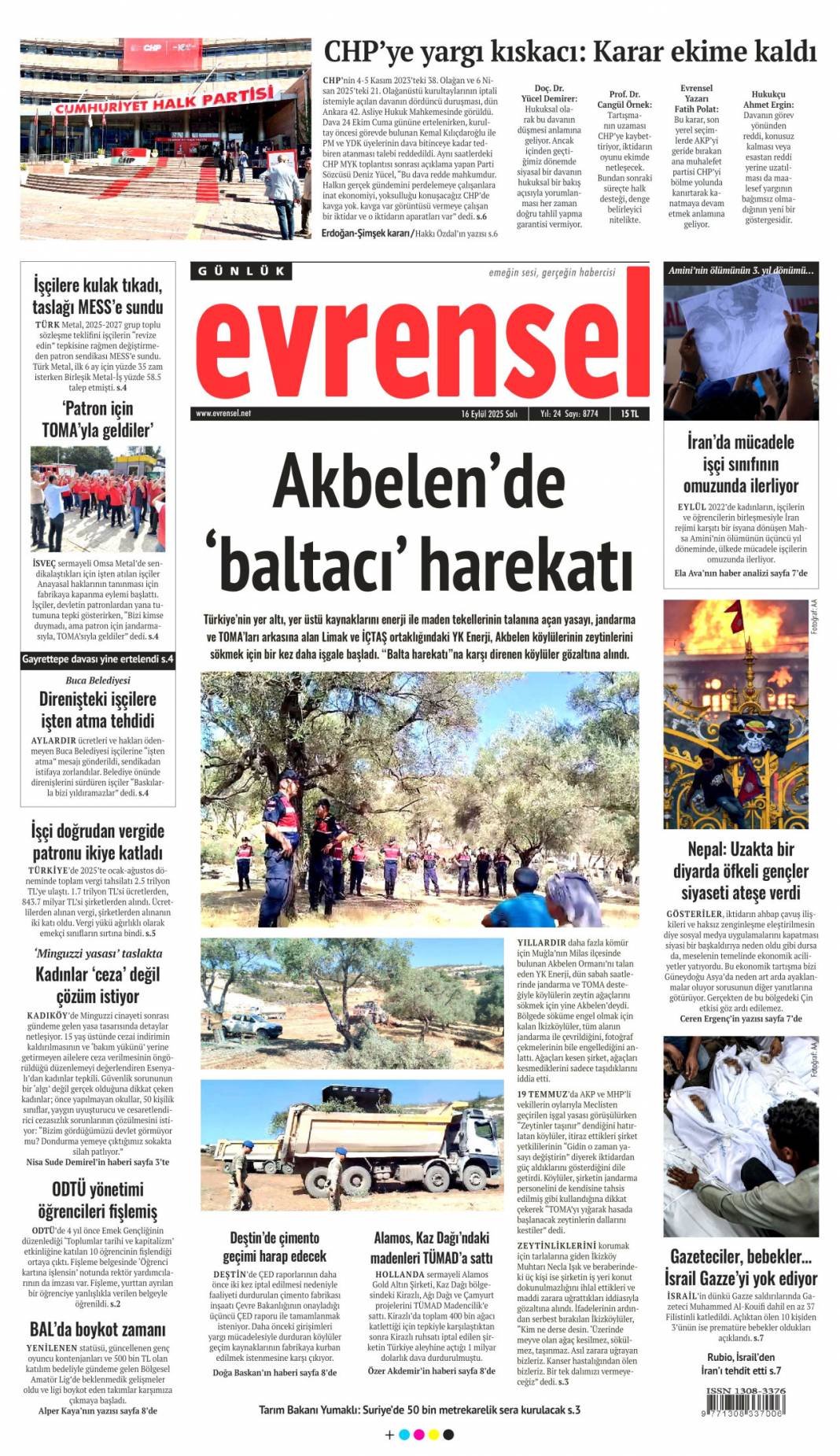 Dava ertelendi, tansiyon düştü: 16 Eylül 2025 Salı güncel gazete manşetleri 11