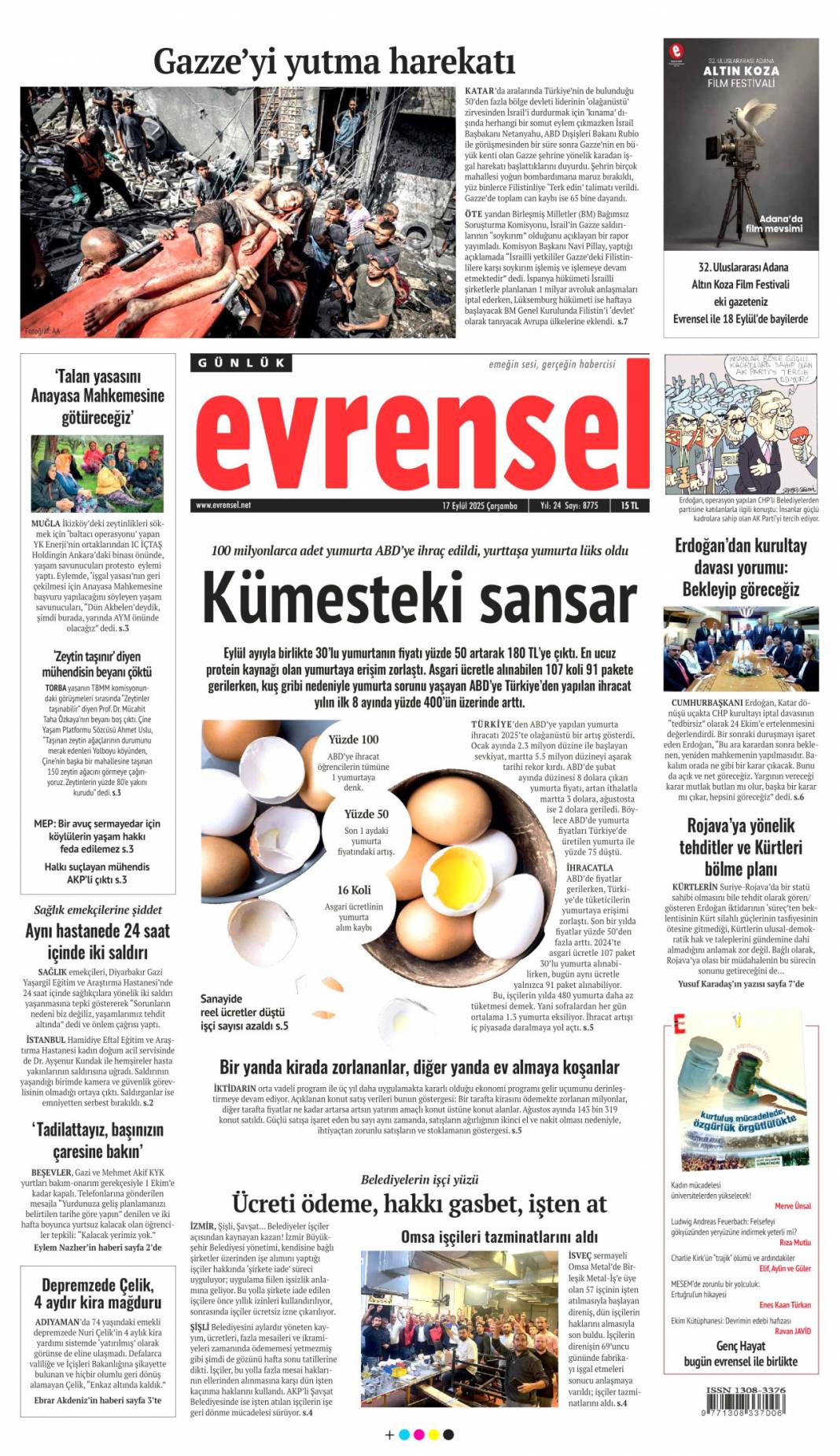 Netanyahu'nun sonu Hitler gibi olacak: 17 Eylül 2025 Çarşamba güncel gazete manşetleri 21