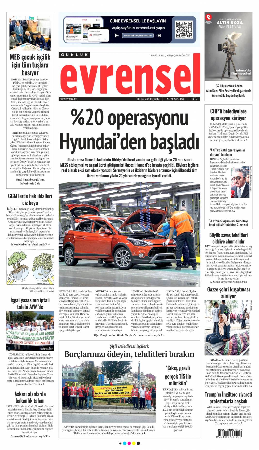 Kudüs'te ferman Gazze'de tapu bizde: 18 Eylül 2025 Perşembe güncel gazete manşetleri 11