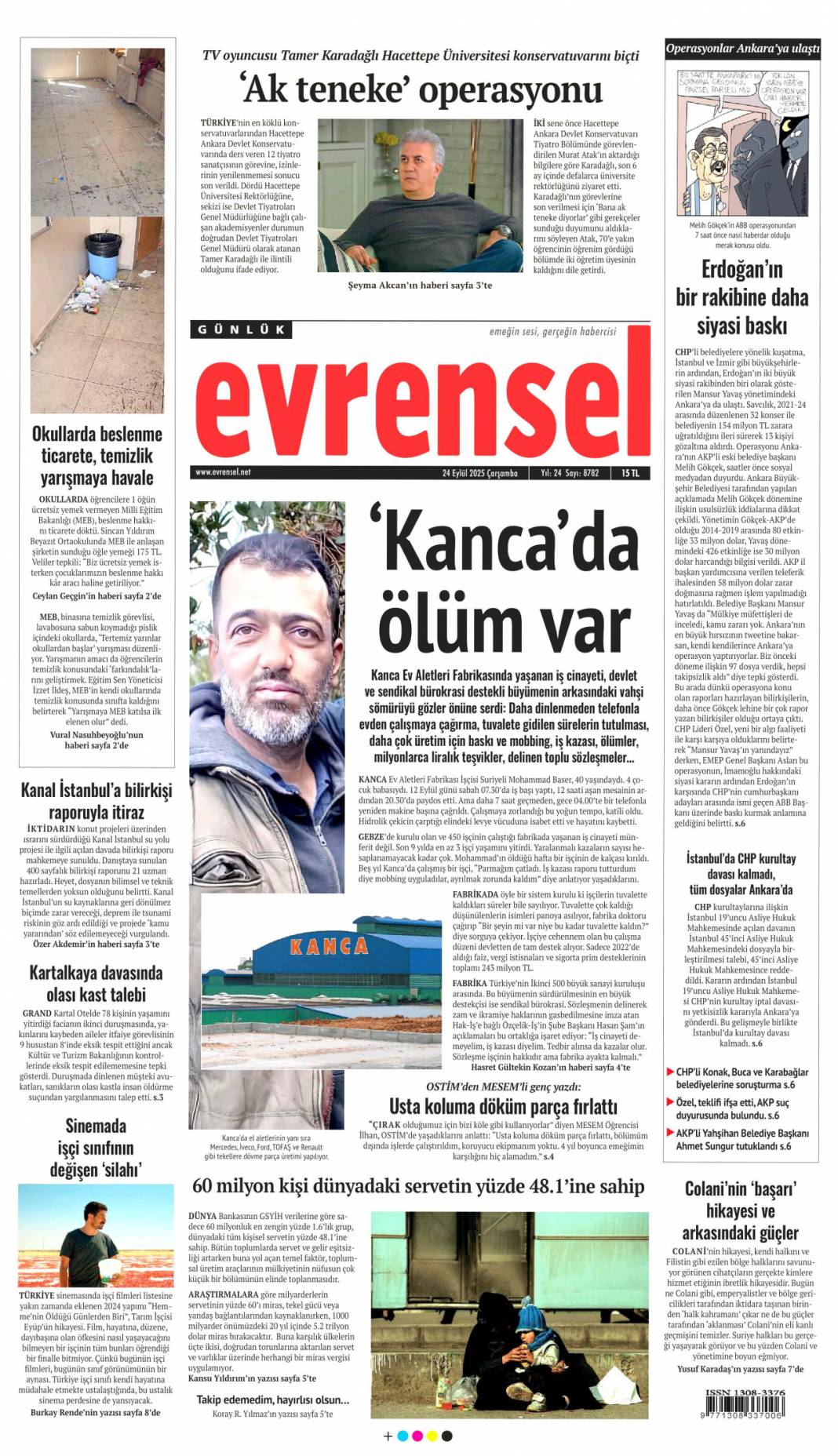 Hangi vicdan buna dayanır: 24 Eylül 2025 Çarşamba güncel gazete manşetleri 9