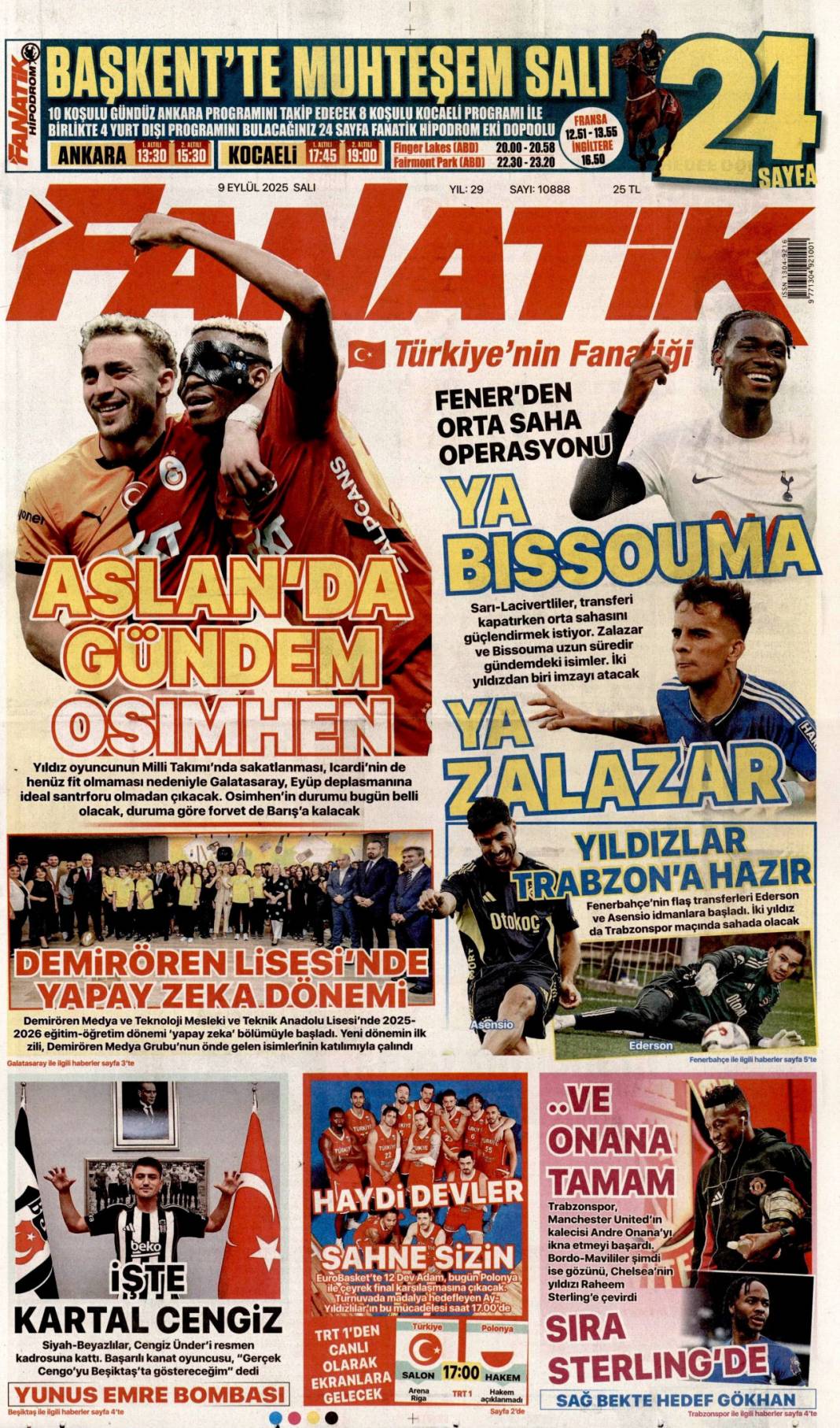 Para kulesini kapattılar: 9 Eylül 2025 Salı güncel gazete manşetleri 24