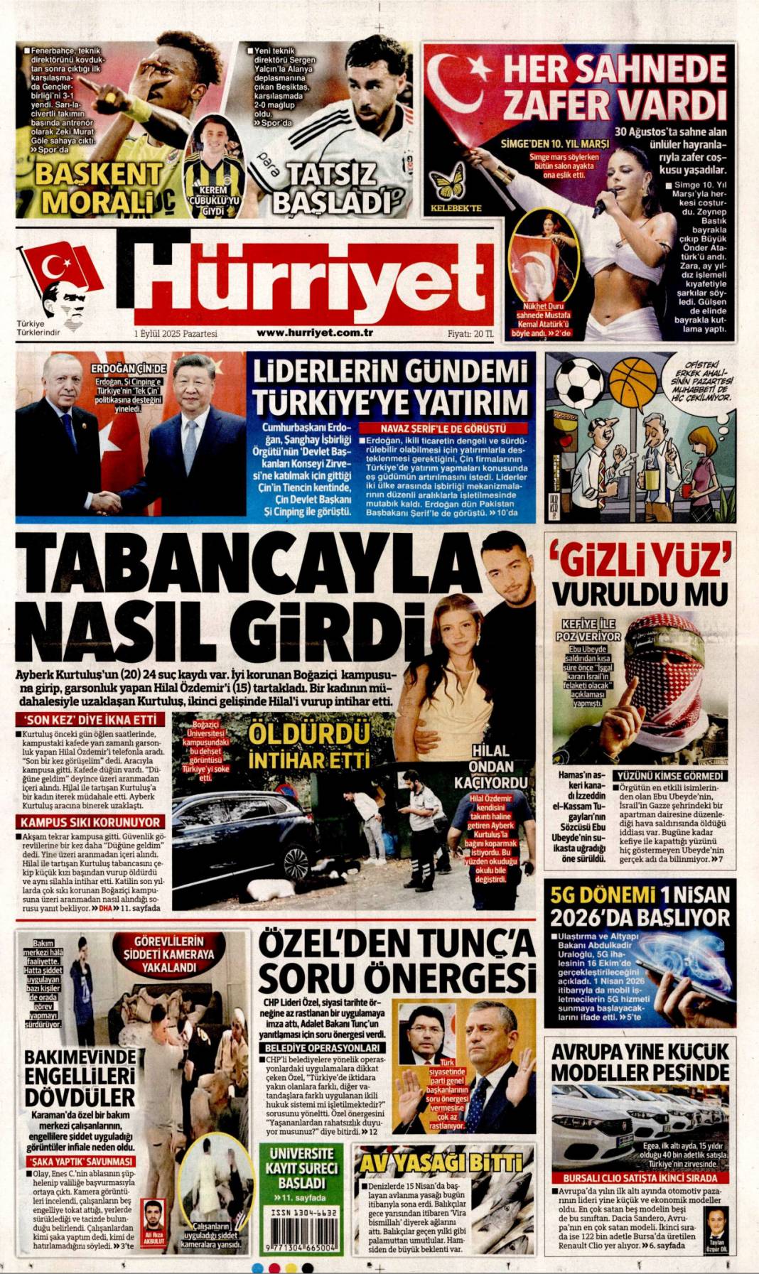 Tabancayla nasıl girdi? 1 Eylül 2025 Pazartesi gazete manşetleri 1