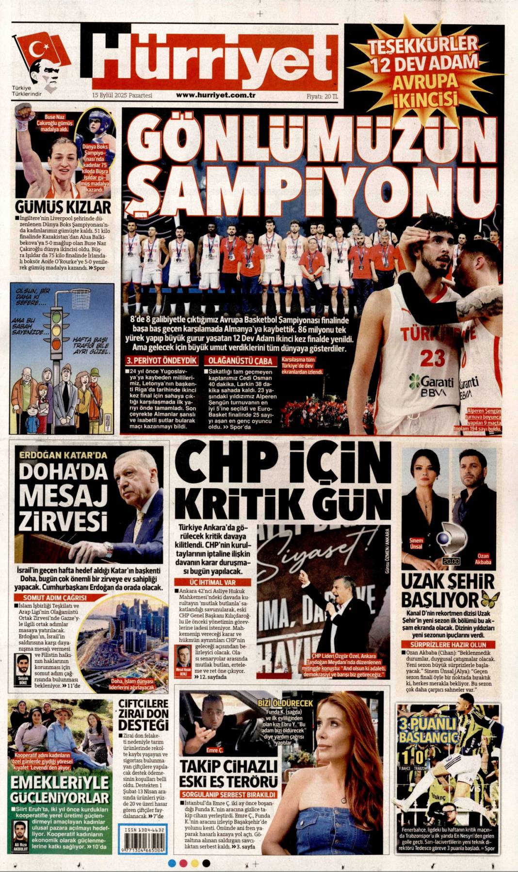 CHP için kritik gün! 15 Eylül 2025 Pazartesi güncel gazete manşetleri 1