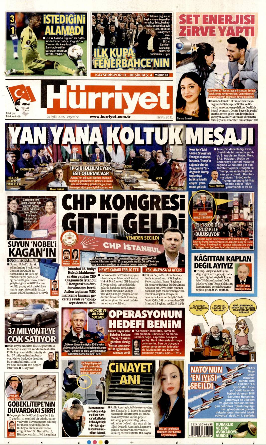 Zirvede 7 başlık konuşulacak: 25 Eylül 2025 Perşembe, güncel gazete manşetleri 2