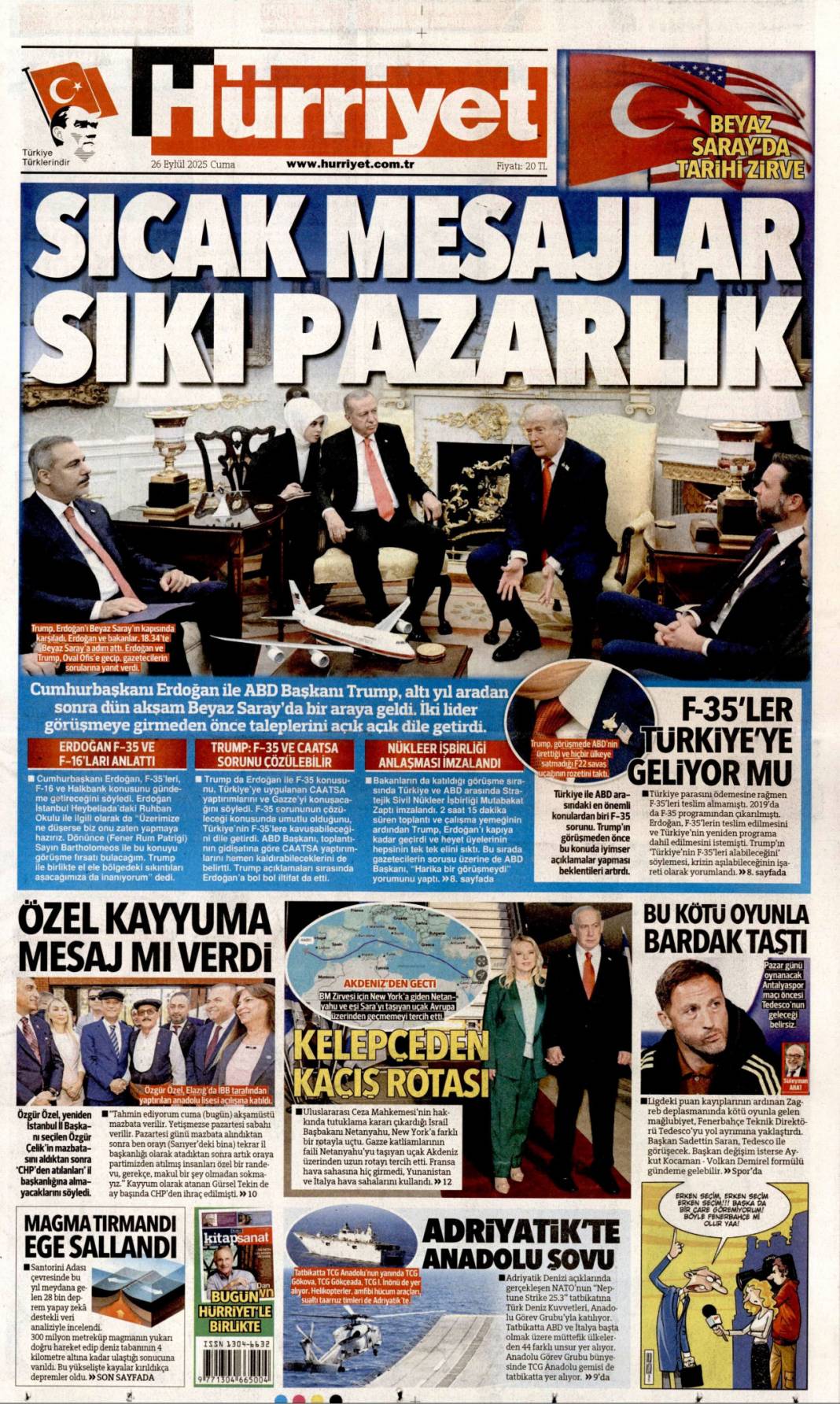 Sıcak mesajlar sıkı pazarlık: 26 Eylül 2025 Cuma merak edilen güncel gazete manşetleri 1