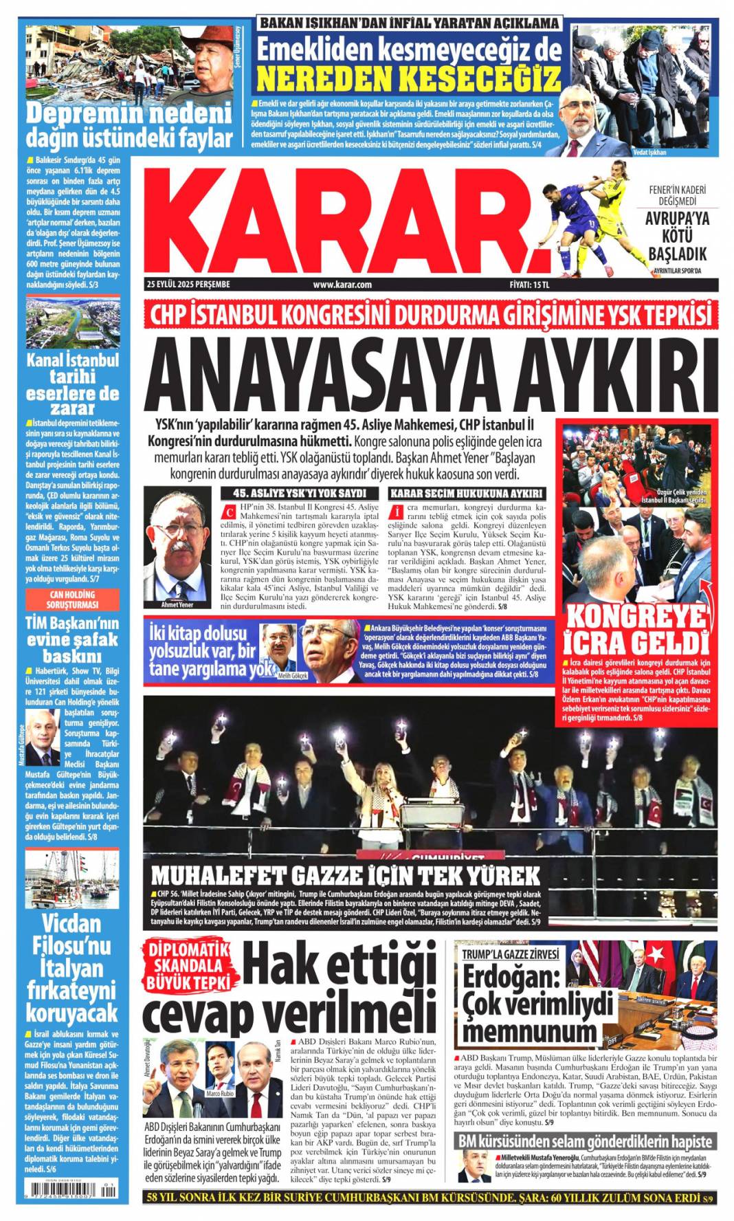 Zirvede 7 başlık konuşulacak: 25 Eylül 2025 Perşembe, güncel gazete manşetleri 12