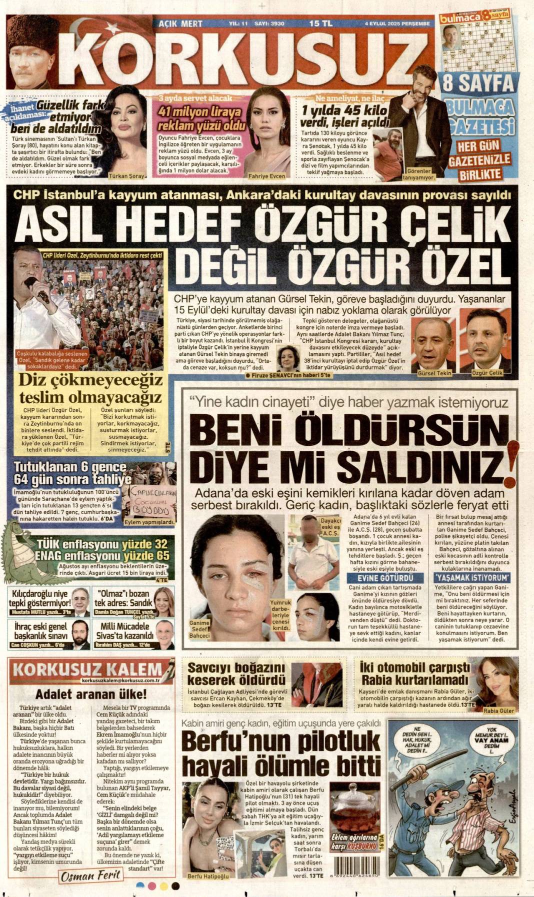 CHP'li başkandan bankamatikçi itiraf: 4 Eylül 2025 Perşembe güncel gazete manşetleri... 13