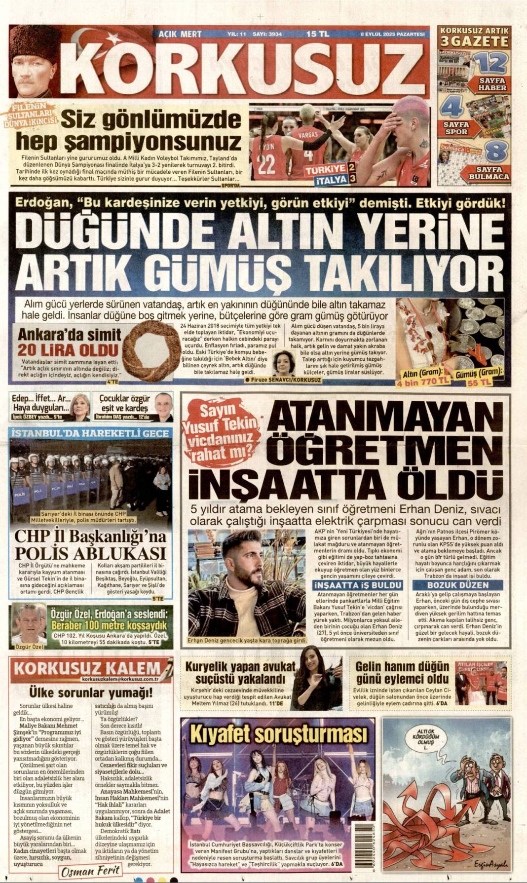 40 Milyonluk 'maaş' müdürü yaktı: 8 Eylül 2025 Pazartesi, güncel gazete manşetleri... 12