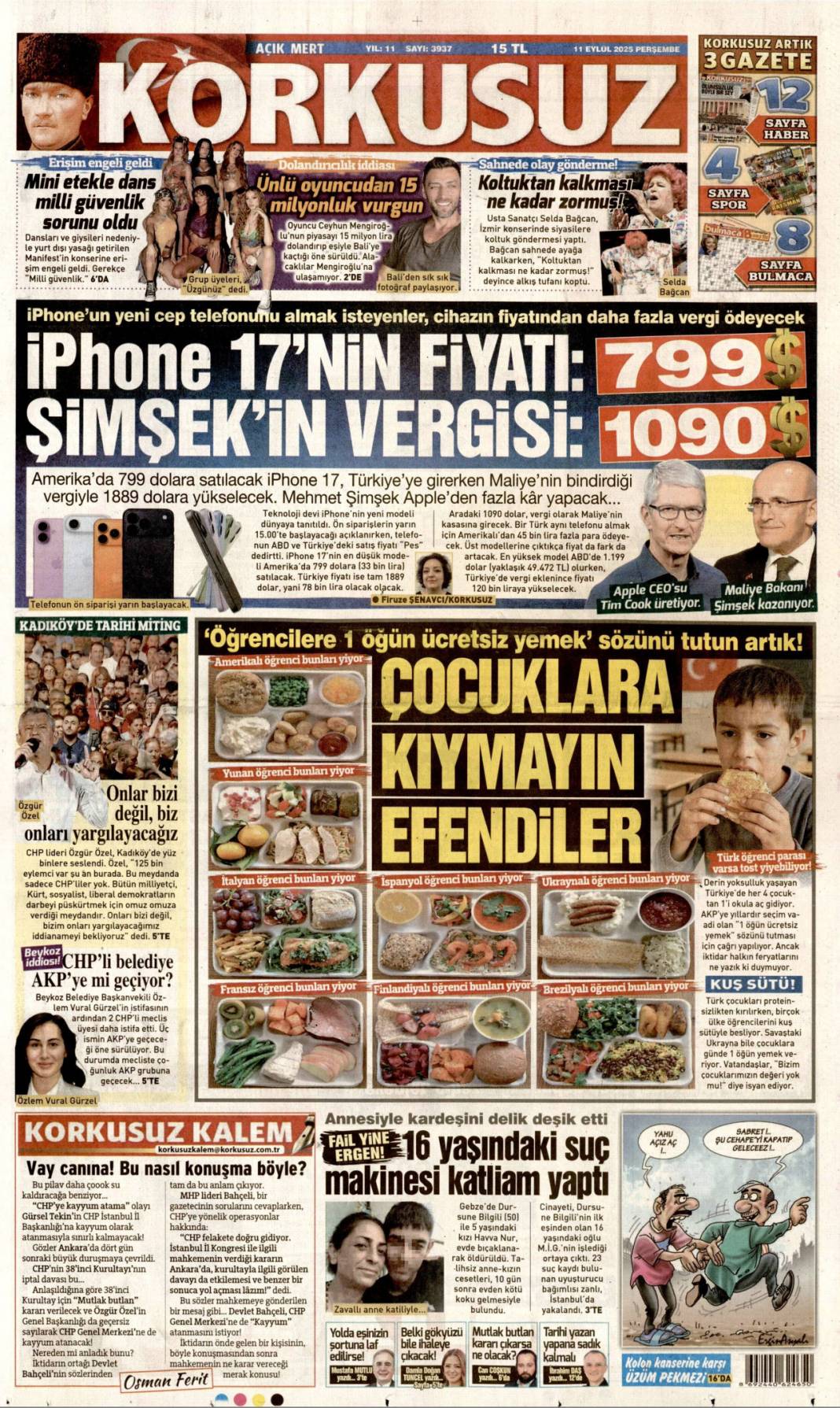 Katmerli yolsuzluk: 11 Eylül 2025 Perşembe güncel gazete manşetleri 5