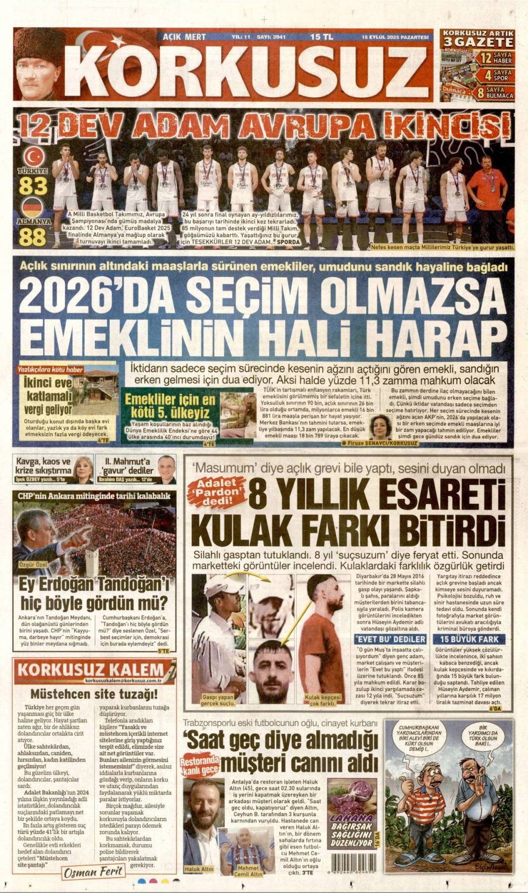 CHP için kritik gün! 15 Eylül 2025 Pazartesi güncel gazete manşetleri 13
