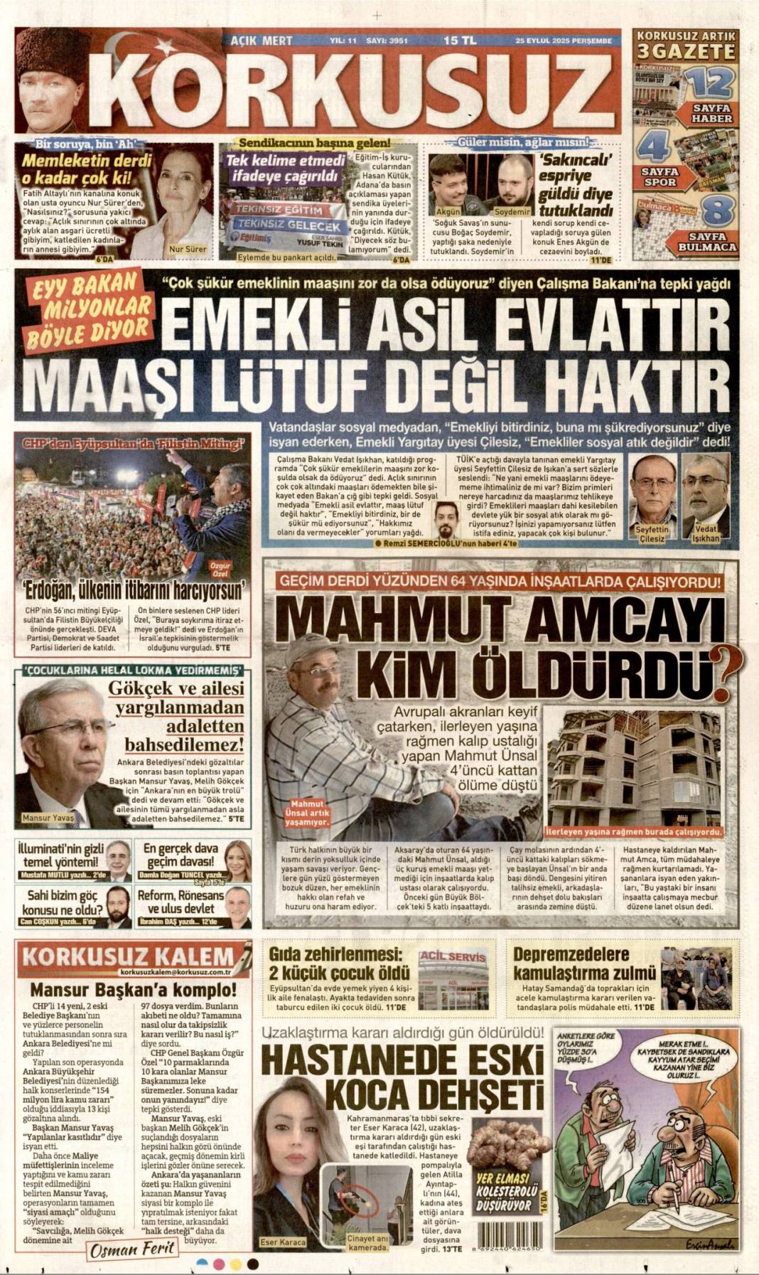 Zirvede 7 başlık konuşulacak: 25 Eylül 2025 Perşembe, güncel gazete manşetleri 13