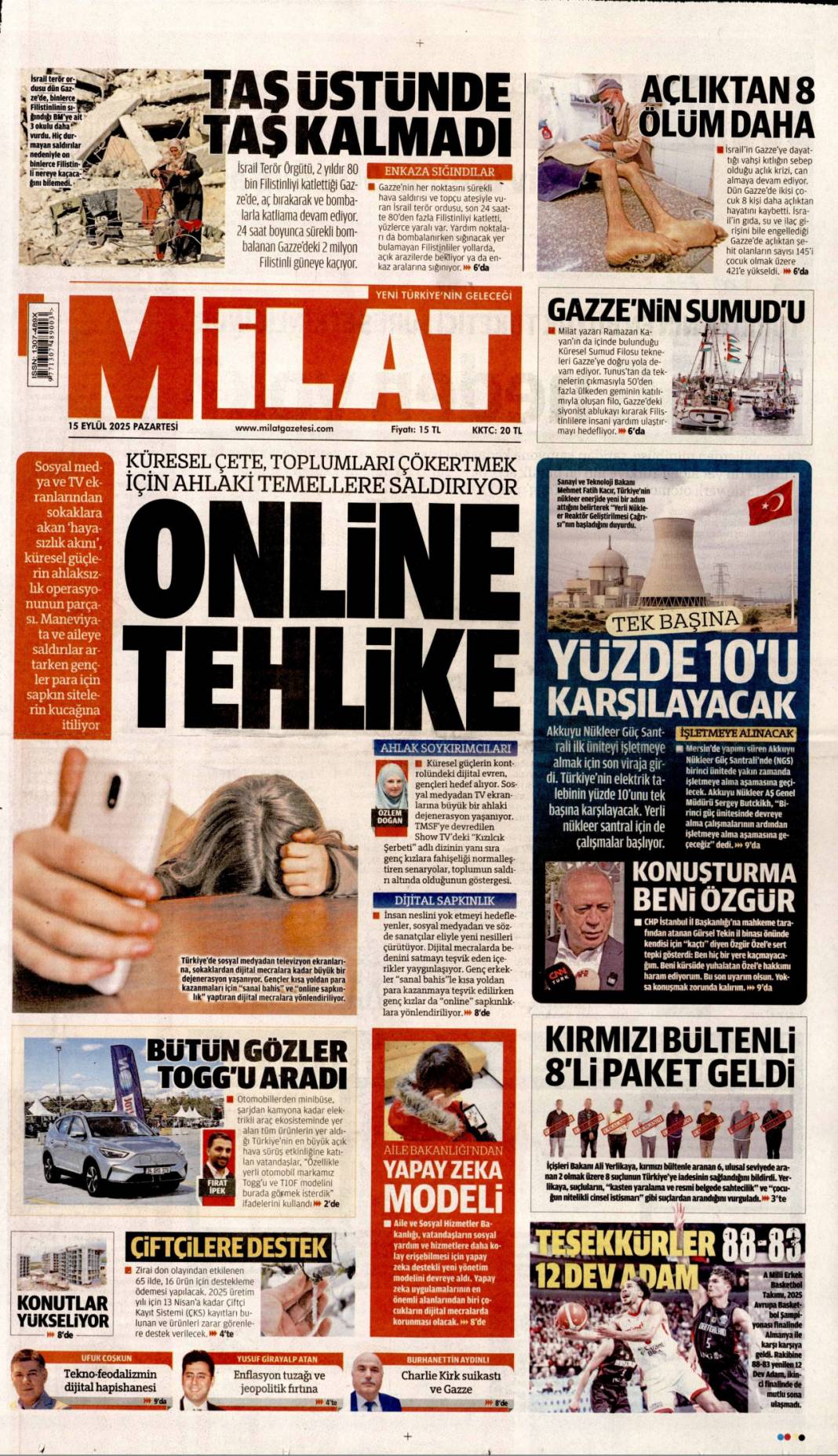 CHP için kritik gün! 15 Eylül 2025 Pazartesi güncel gazete manşetleri 14