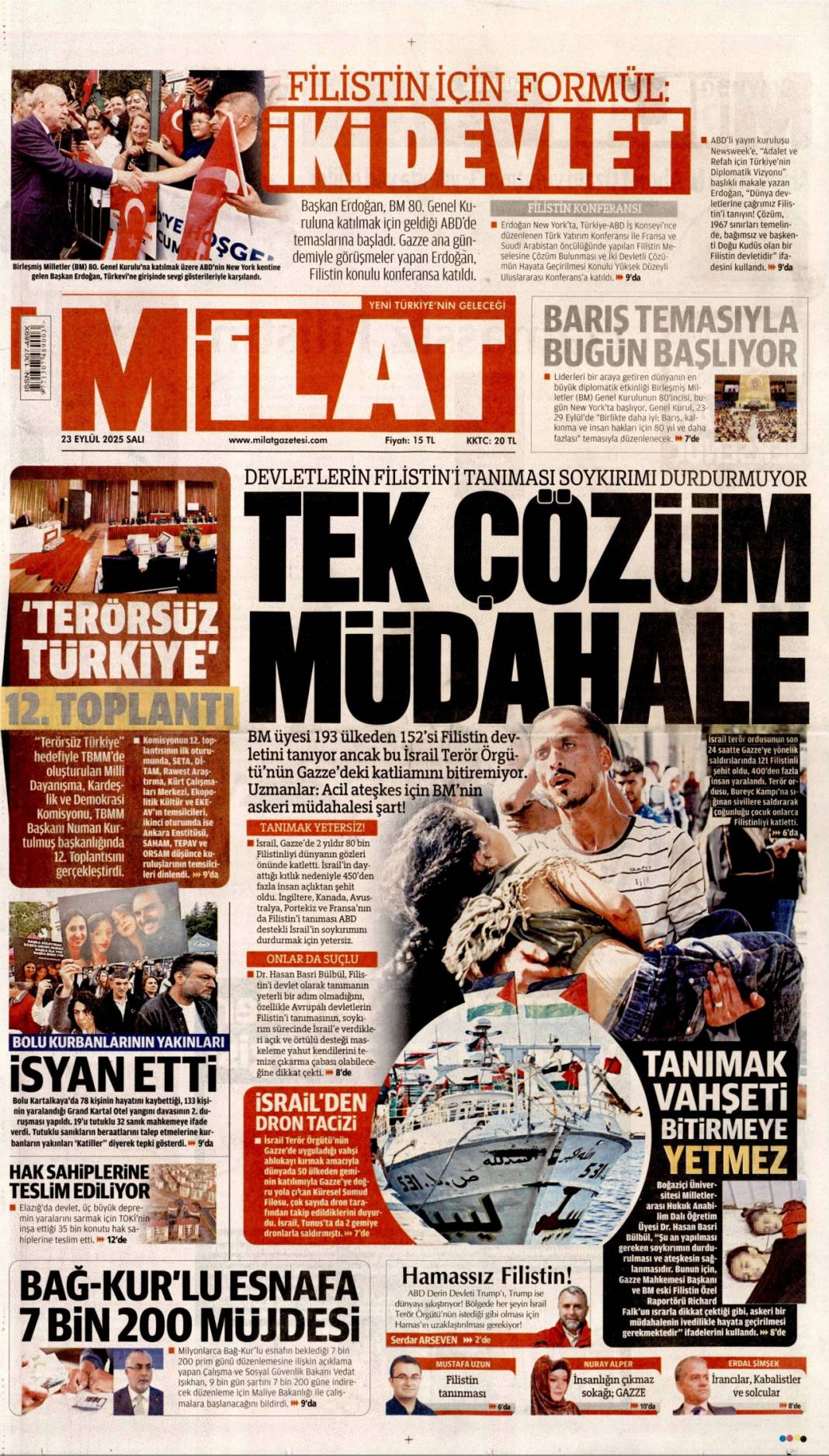 Bir masada yüz yüze: 23 Eylül 2025 Salı güncel gazete manşetleri 15