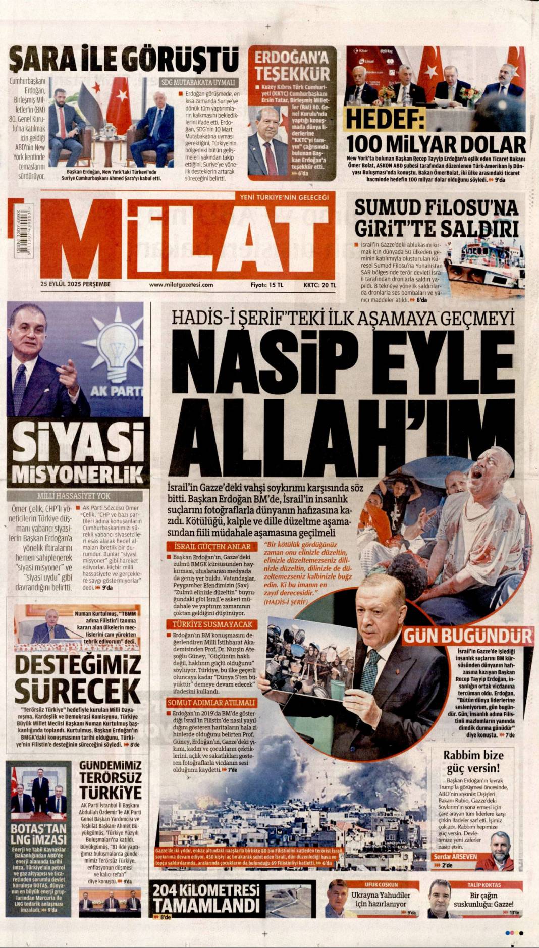 Zirvede 7 başlık konuşulacak: 25 Eylül 2025 Perşembe, güncel gazete manşetleri 14