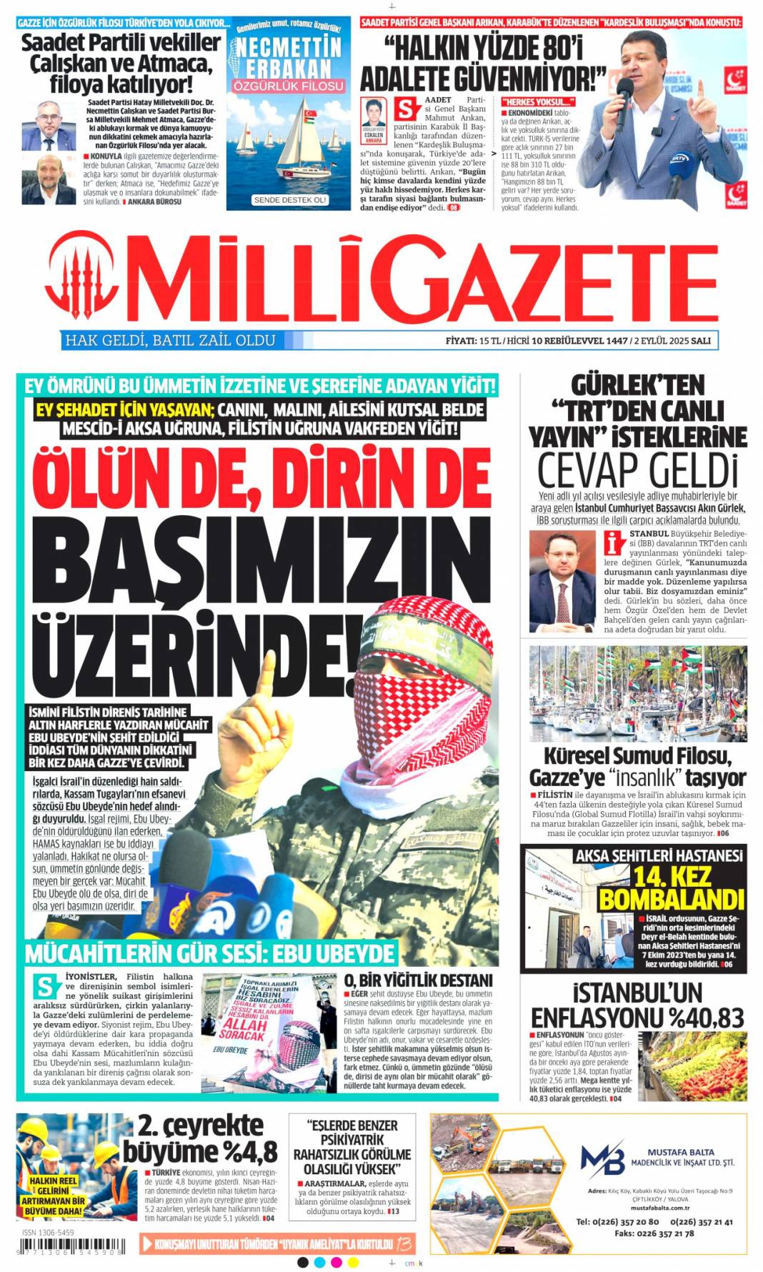 Çin'de dostluk tazelendi: 2 Eylül 2025 Salı güncel gazete manşetleri 11