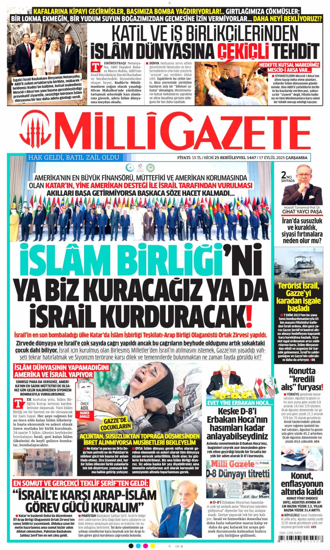 Netanyahu'nun sonu Hitler gibi olacak: 17 Eylül 2025 Çarşamba güncel gazete manşetleri 15