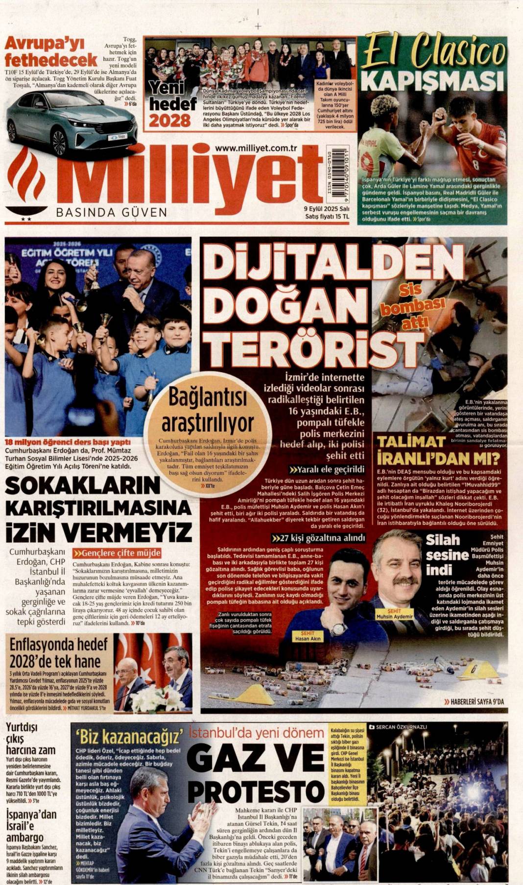 Para kulesini kapattılar: 9 Eylül 2025 Salı güncel gazete manşetleri 14