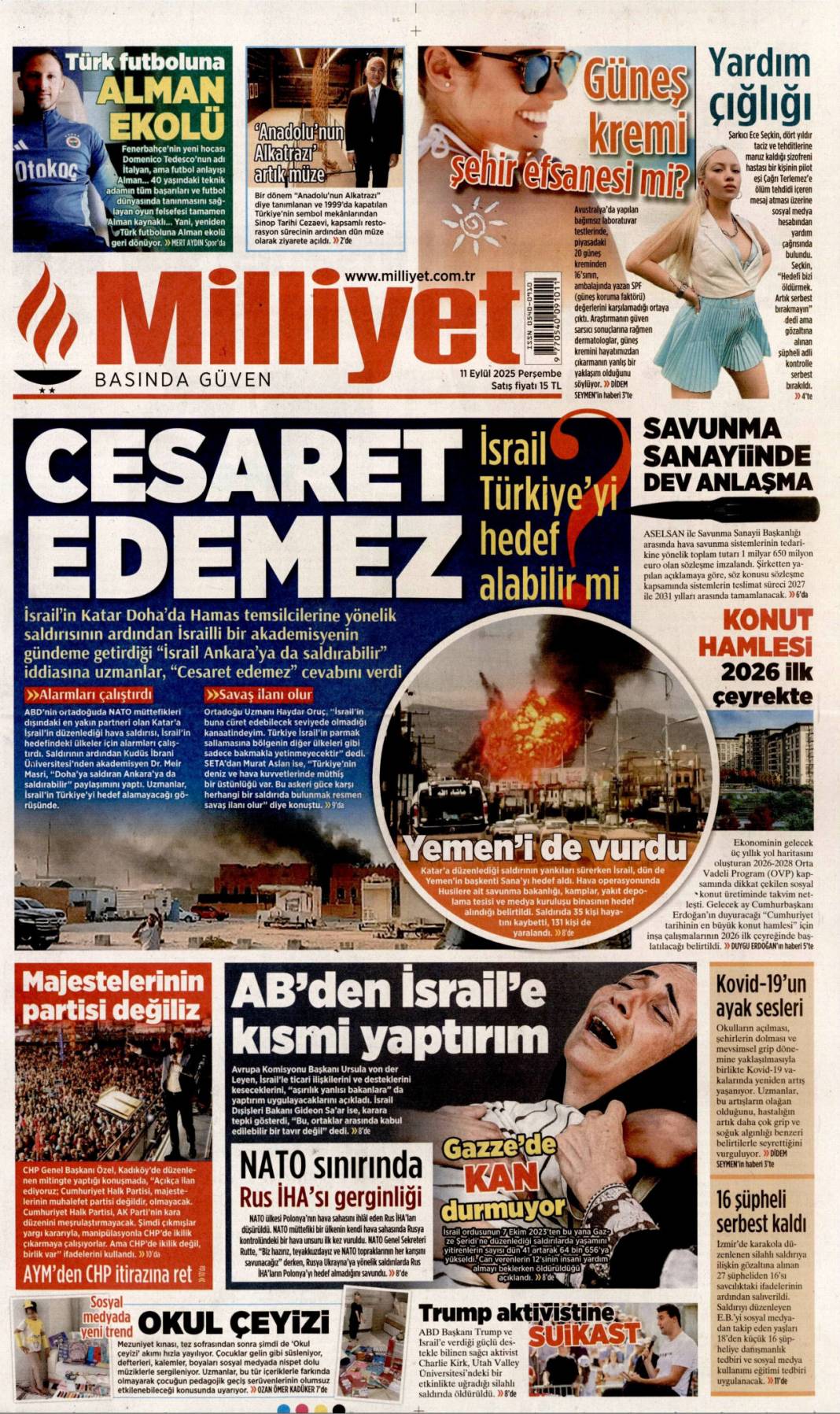 Katmerli yolsuzluk: 11 Eylül 2025 Perşembe güncel gazete manşetleri 3