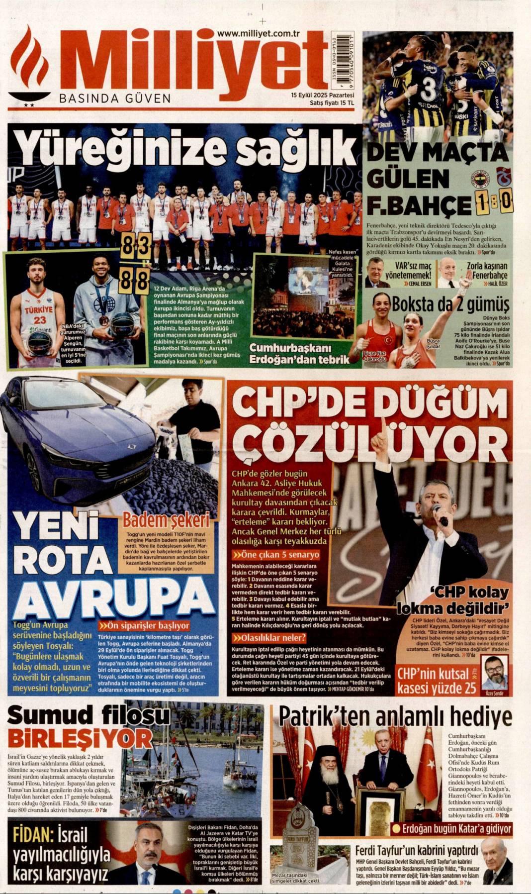 CHP için kritik gün! 15 Eylül 2025 Pazartesi güncel gazete manşetleri 3