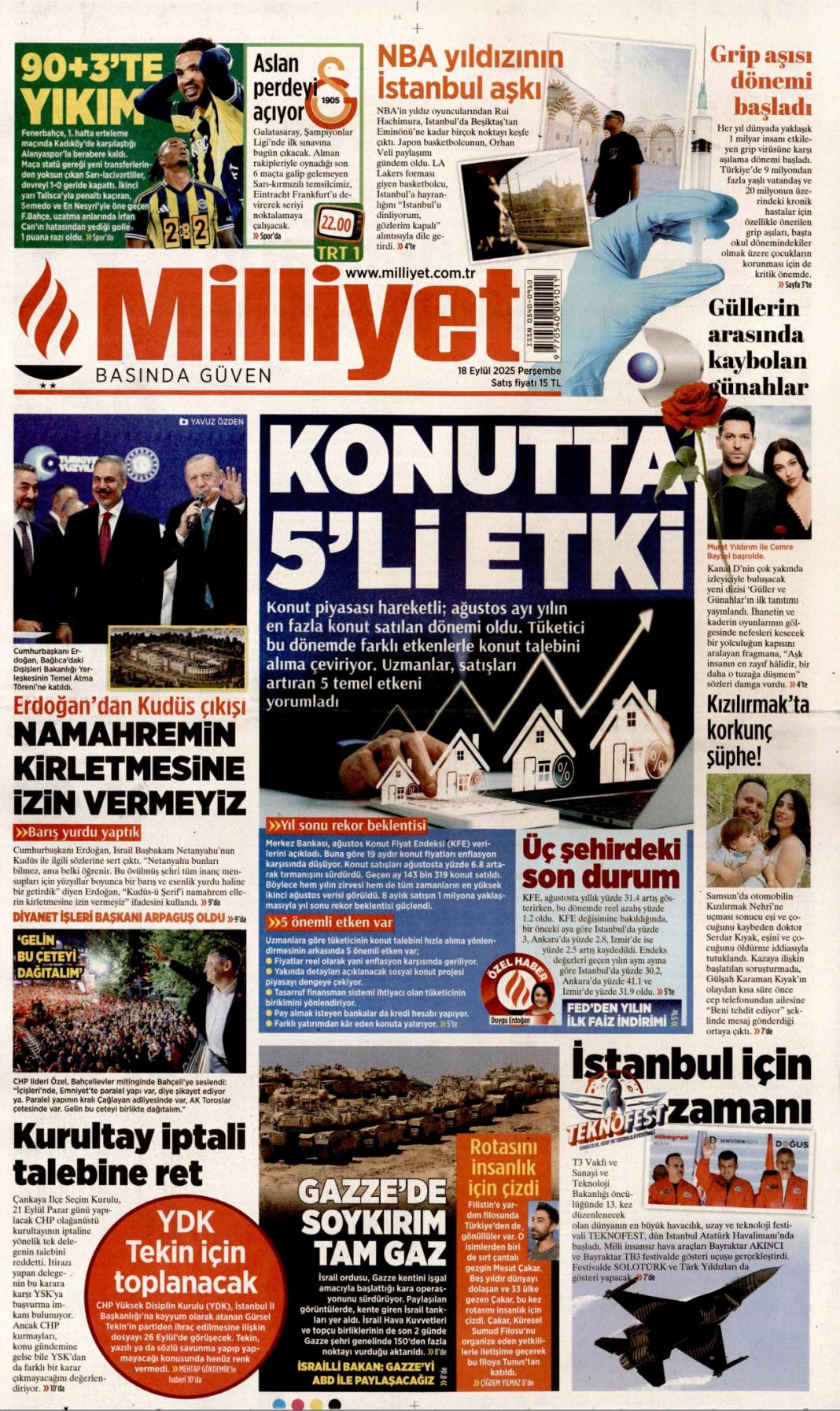 Kudüs'te ferman Gazze'de tapu bizde: 18 Eylül 2025 Perşembe güncel gazete manşetleri 25