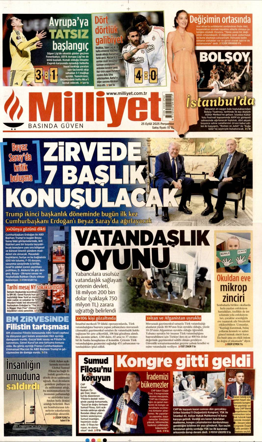 Zirvede 7 başlık konuşulacak: 25 Eylül 2025 Perşembe, güncel gazete manşetleri 1