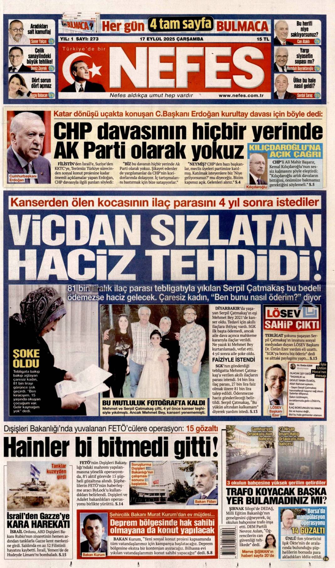 Netanyahu'nun sonu Hitler gibi olacak: 17 Eylül 2025 Çarşamba güncel gazete manşetleri 14