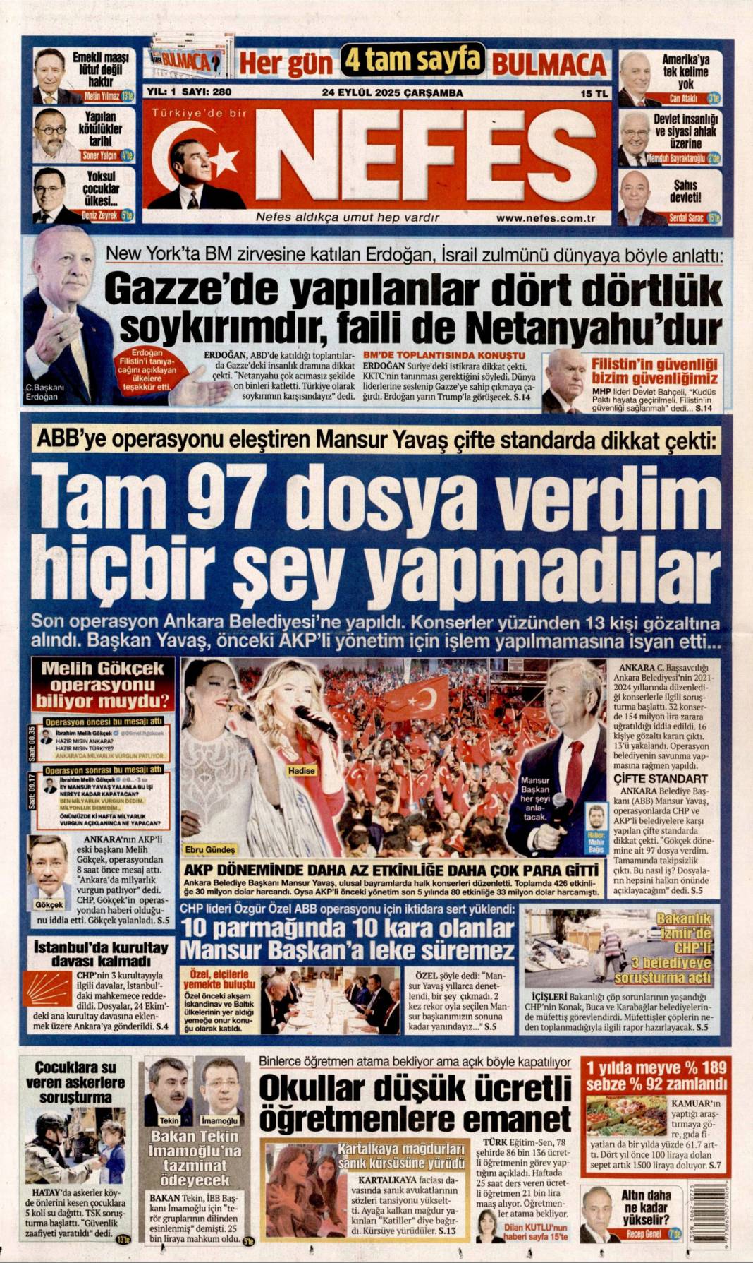Hangi vicdan buna dayanır: 24 Eylül 2025 Çarşamba güncel gazete manşetleri 12