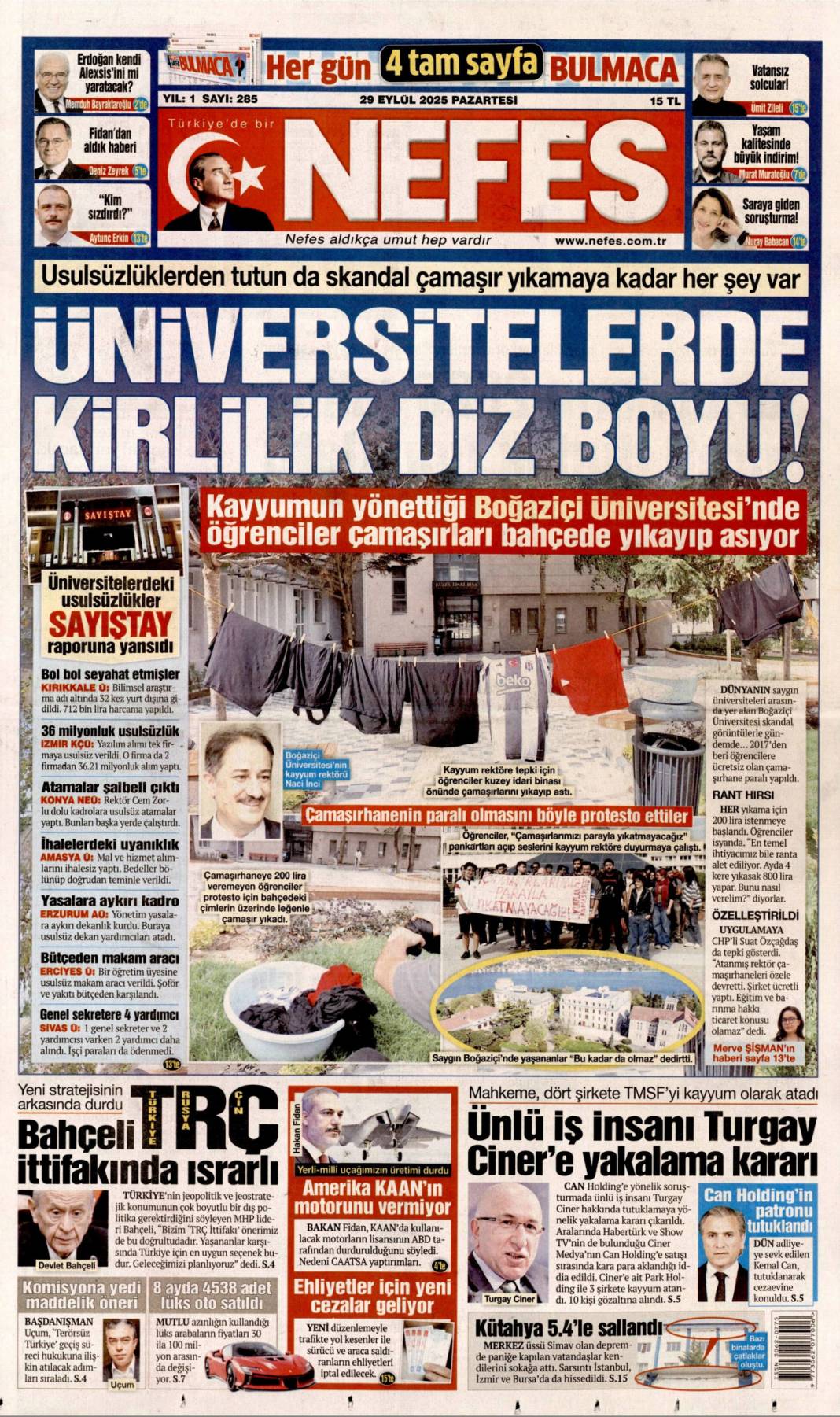 Biz bize yeteriz: 29 Eylül 2025 Pazartesi merak edilen güncel gazete manşetleri... 15