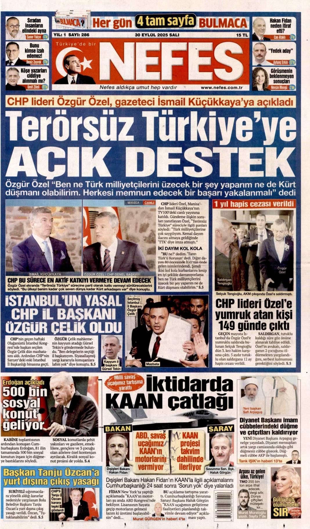 500 bin sosyal konut müjdesi: 30 Eylül 2025 Salı, merak edilen güncel gazete manşetleri 9