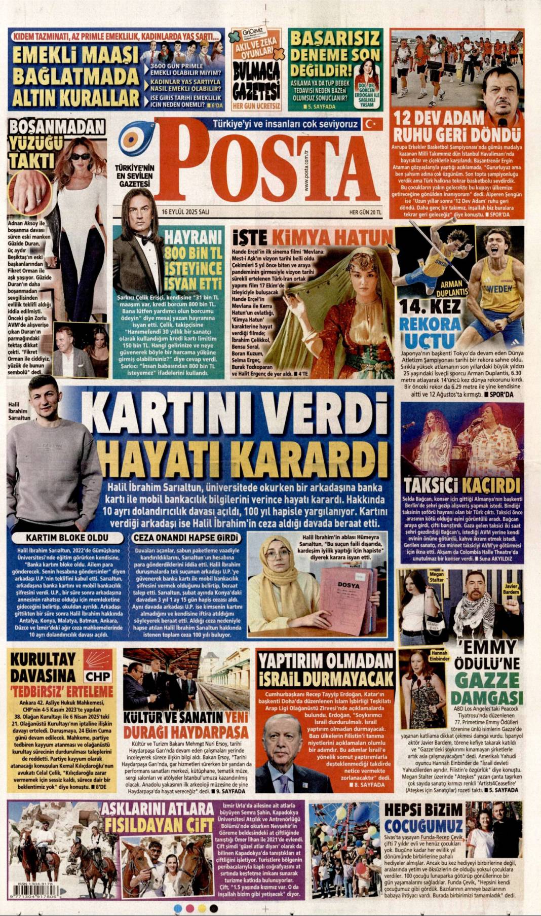 Dava ertelendi, tansiyon düştü: 16 Eylül 2025 Salı güncel gazete manşetleri 17