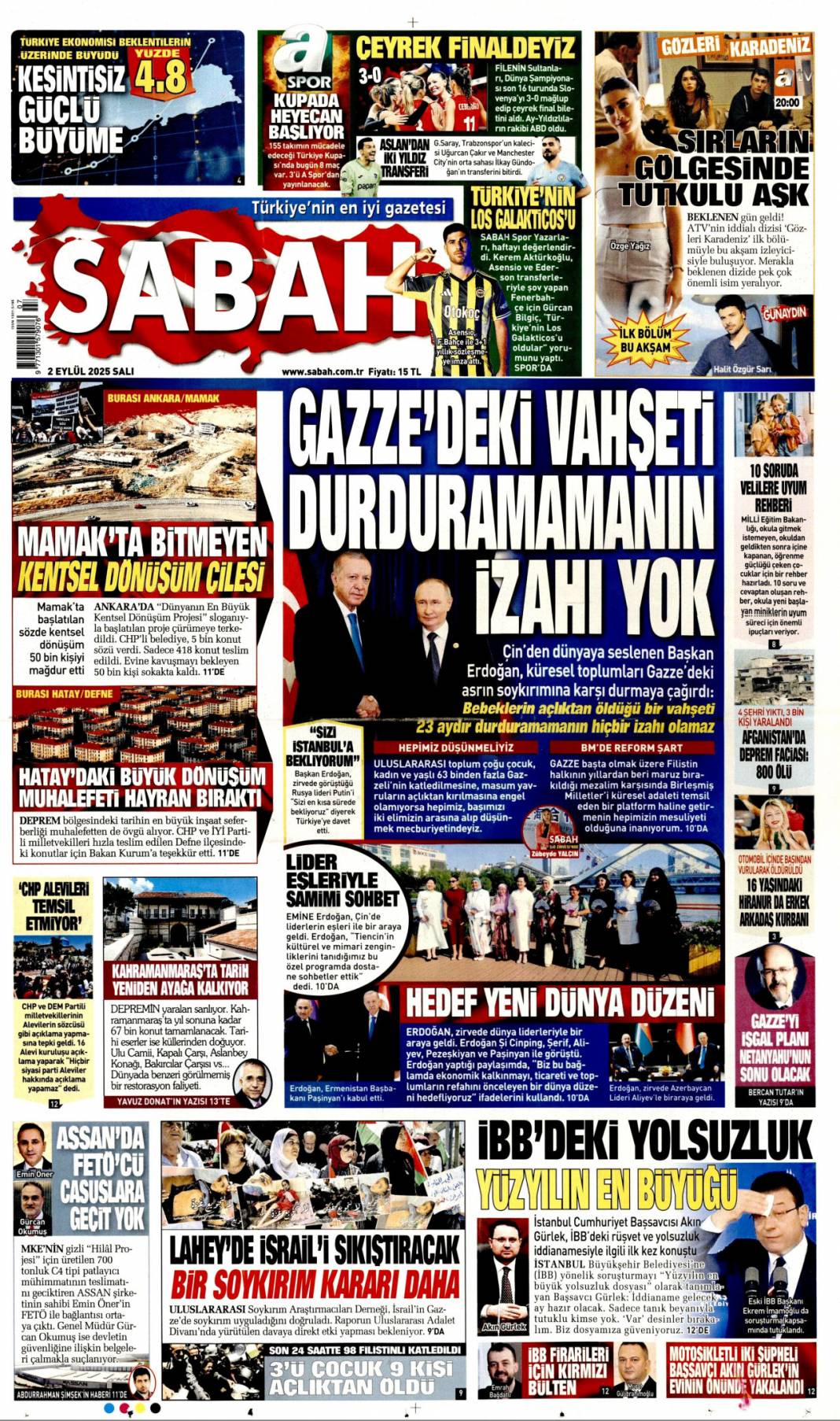 Çin'de dostluk tazelendi: 2 Eylül 2025 Salı güncel gazete manşetleri 15